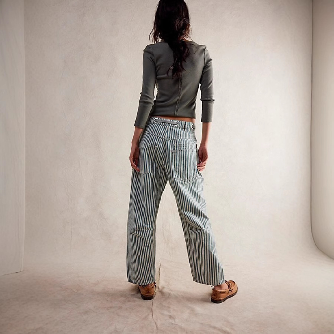 Zoey | Chic Stripe Drawstring Wide-Leg Pants