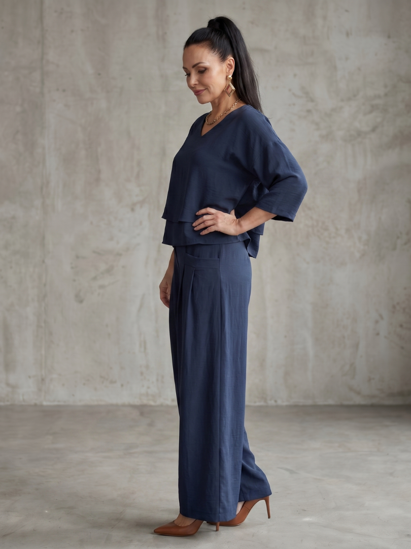 Brenda | Layered Top Wide Leg Set