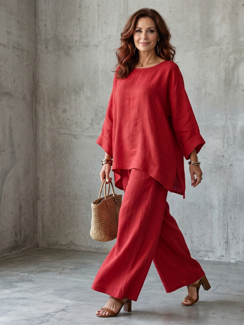 Ruth | Oversized Tunic Wide Leg Pant Set