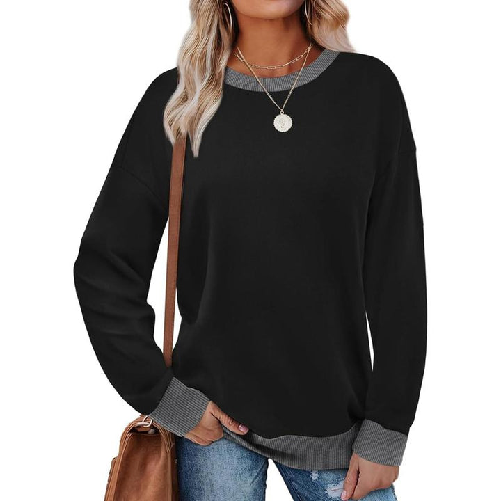 Margaret | Contrast Trim Crew Neck Long Sleeve Tunic Sweatshirt