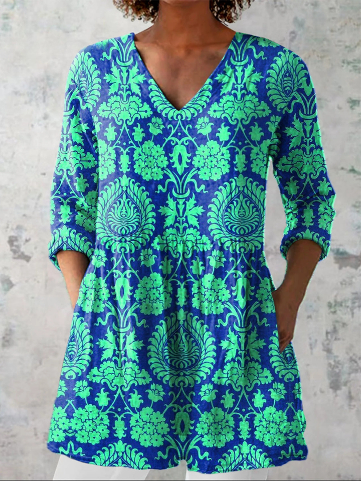 Sandy | Long Blouse with V-Neck