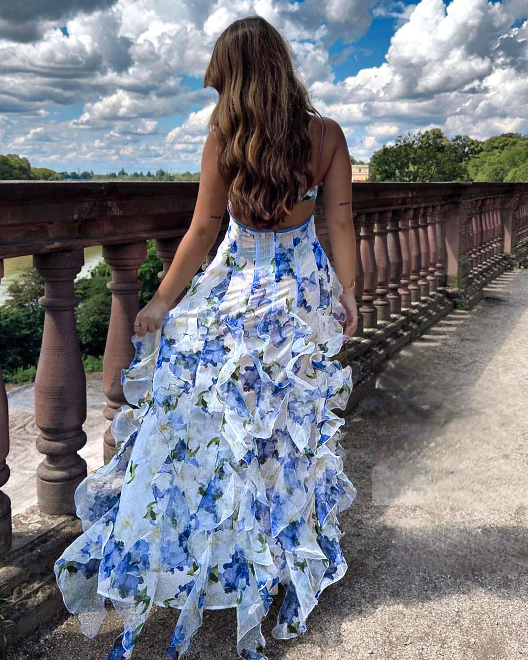 Maeve | Floral Ruffle Midi Dress