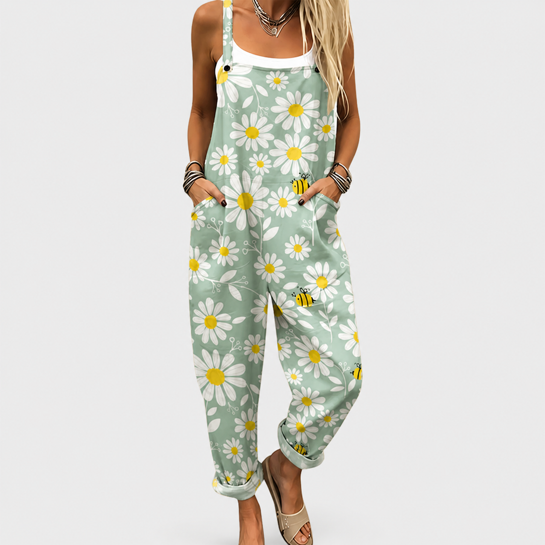 Comfortable Printed Overalls