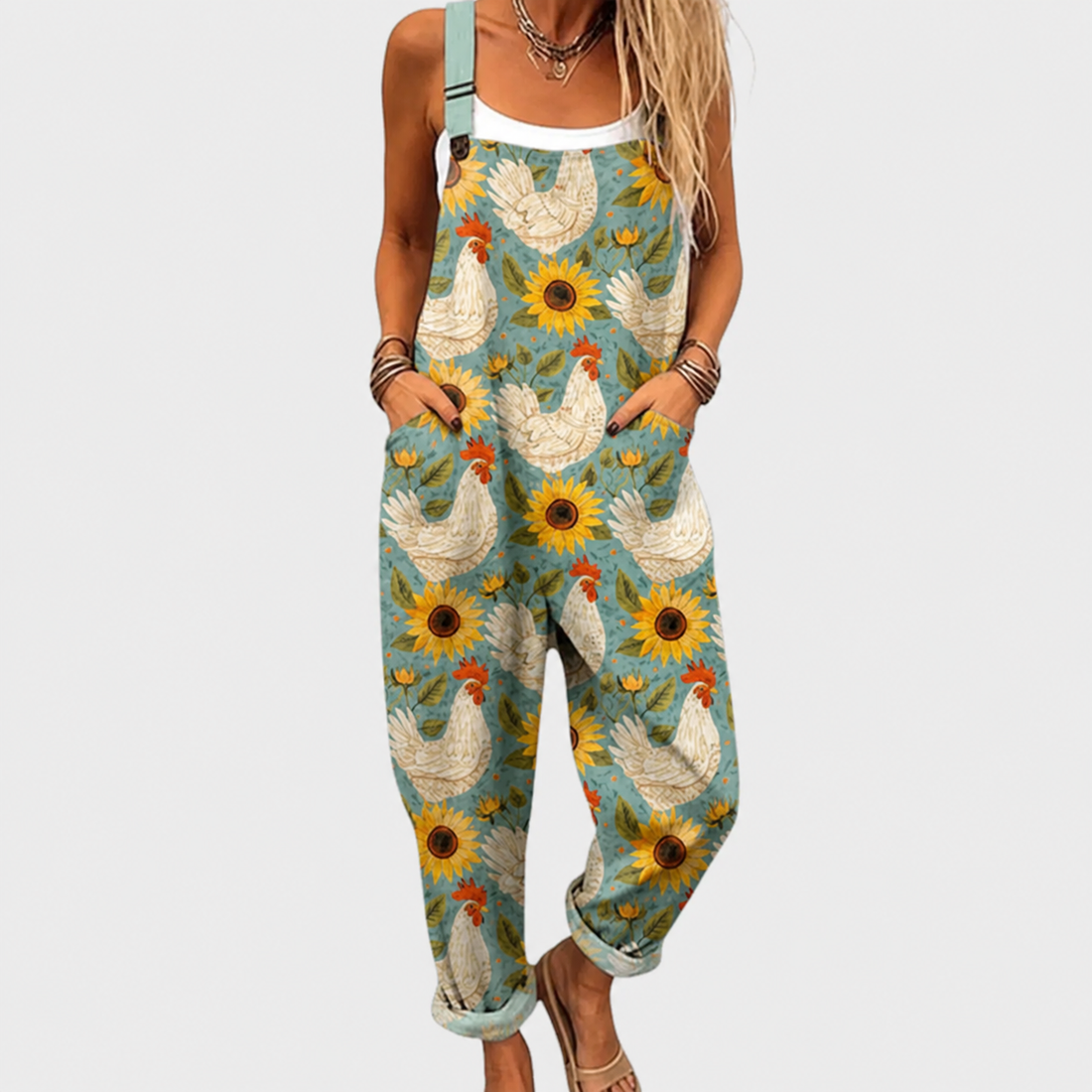 Comfortable Printed Overalls