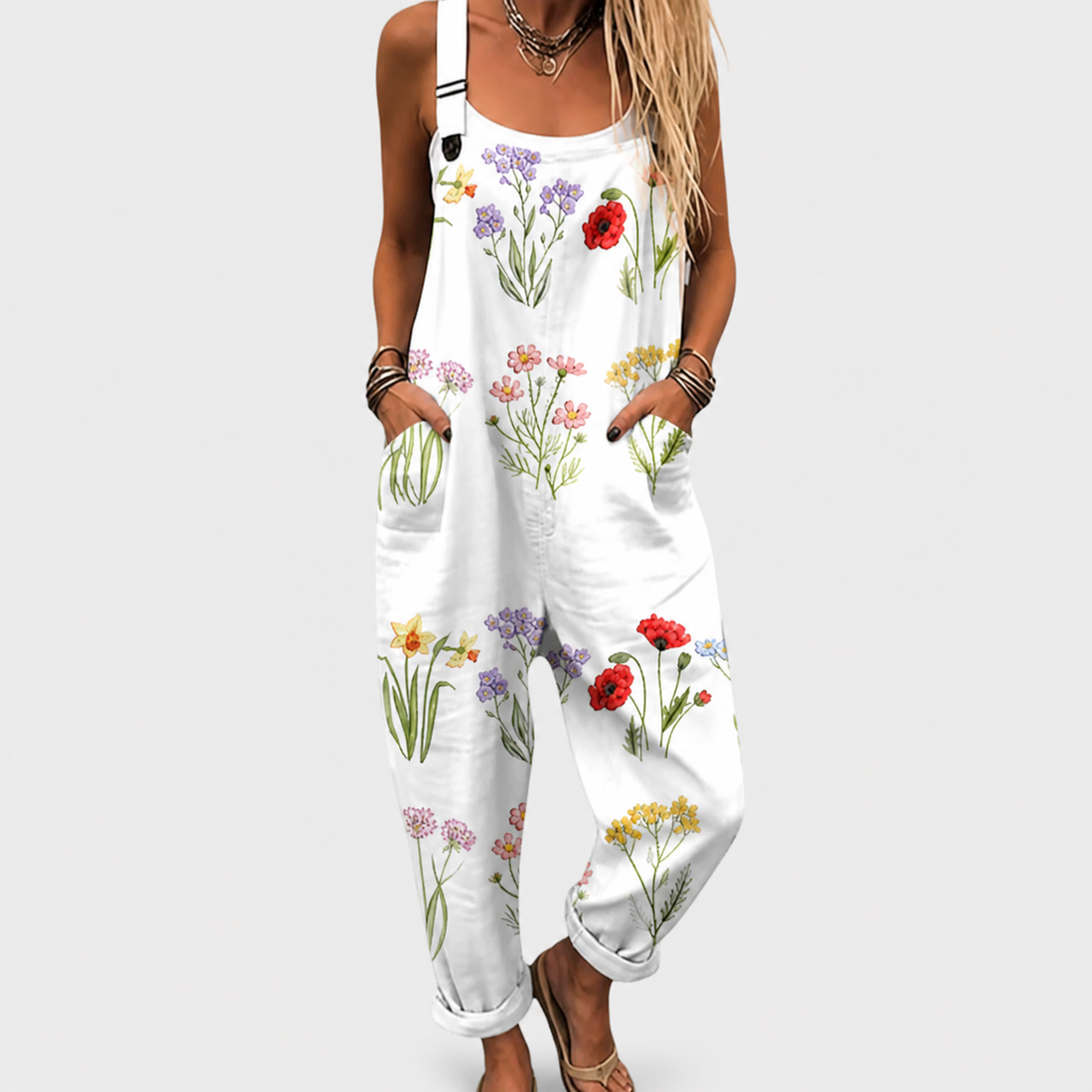 Comfortable Printed Overalls