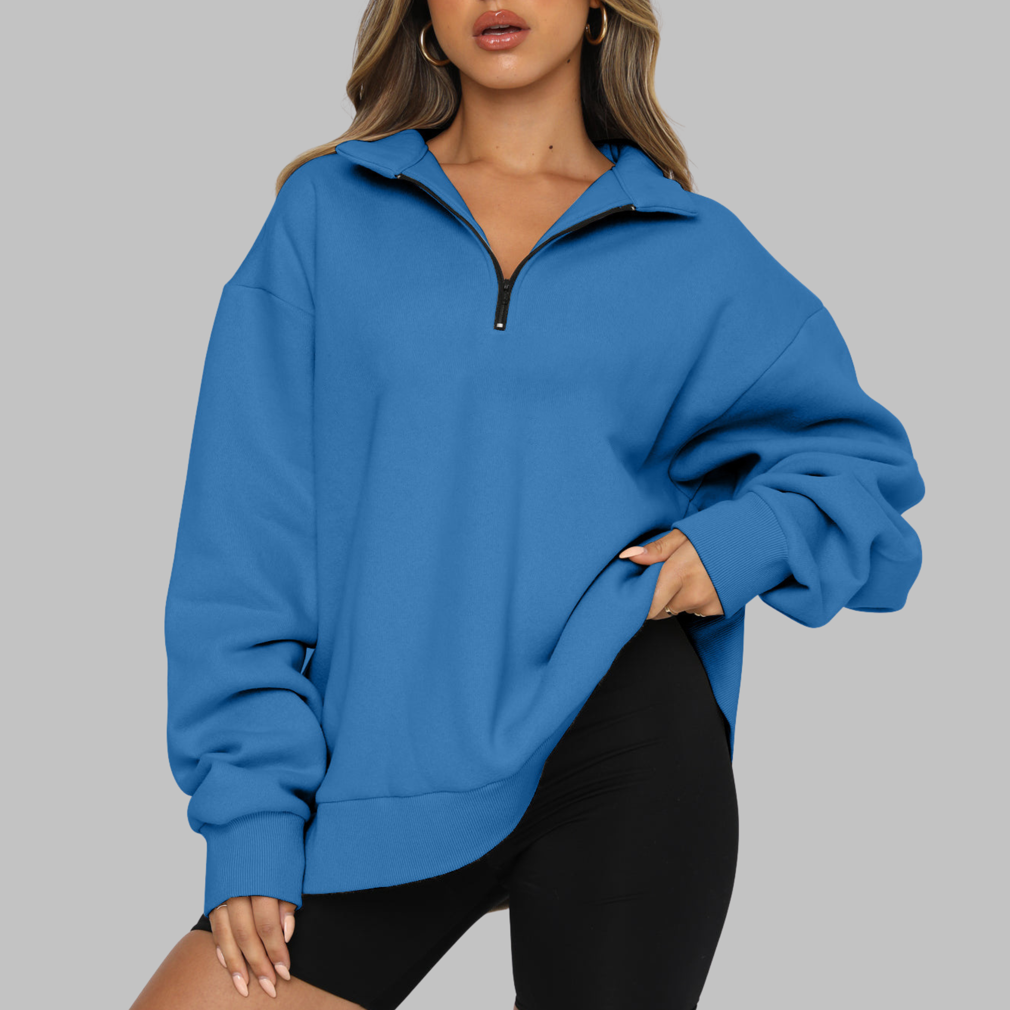 Mary | Casual Oversized Half Zip Long Sleeve Sweatshirt