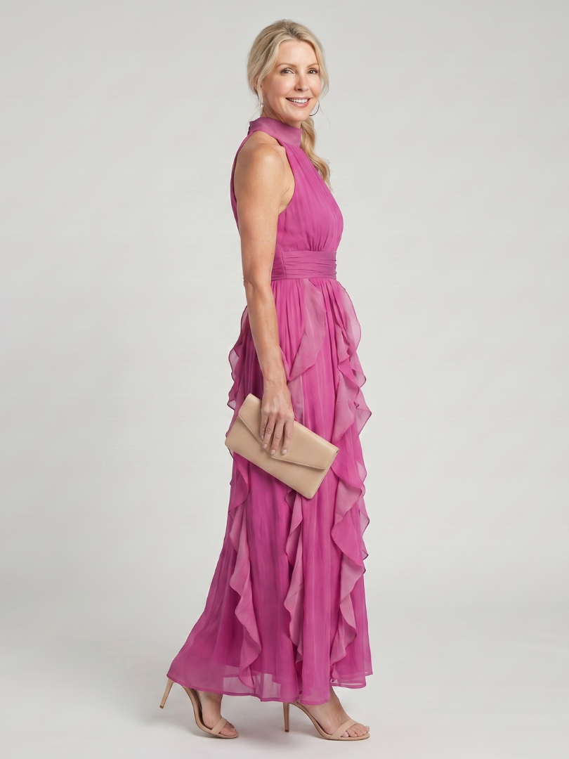 Millie | High Neck Ruffle Layers Maxi Dress