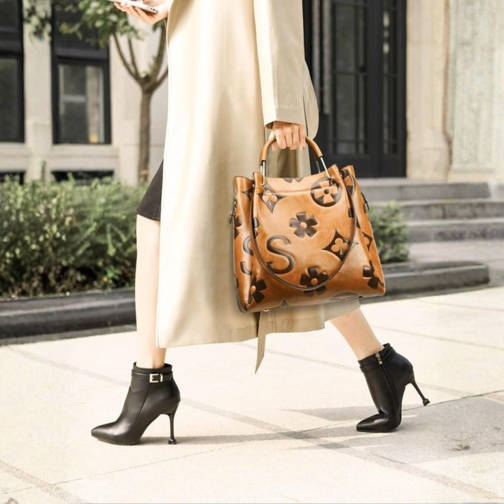 Sayala | Classy Fashionable Floral Embossed Handbag and Crossbody Bag