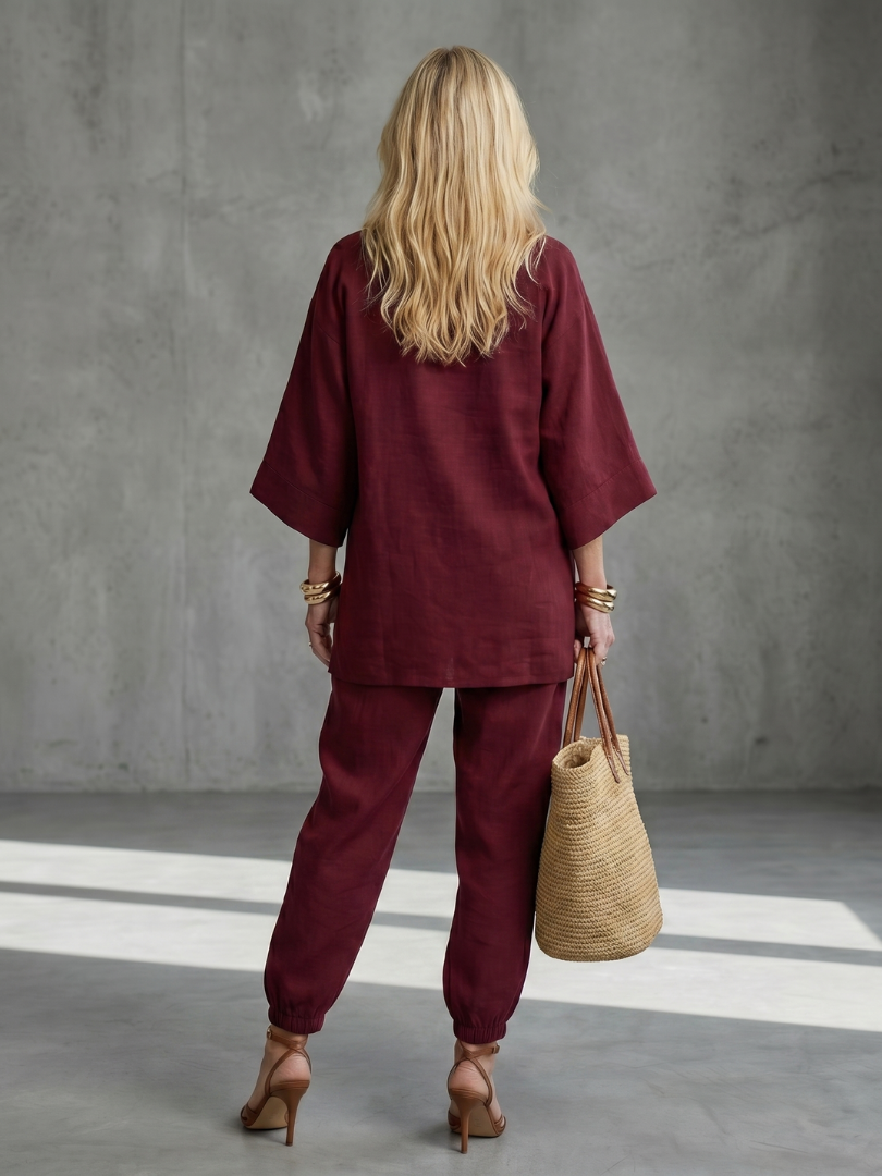 Georgiana | V Neck Tunic Two Piece Set