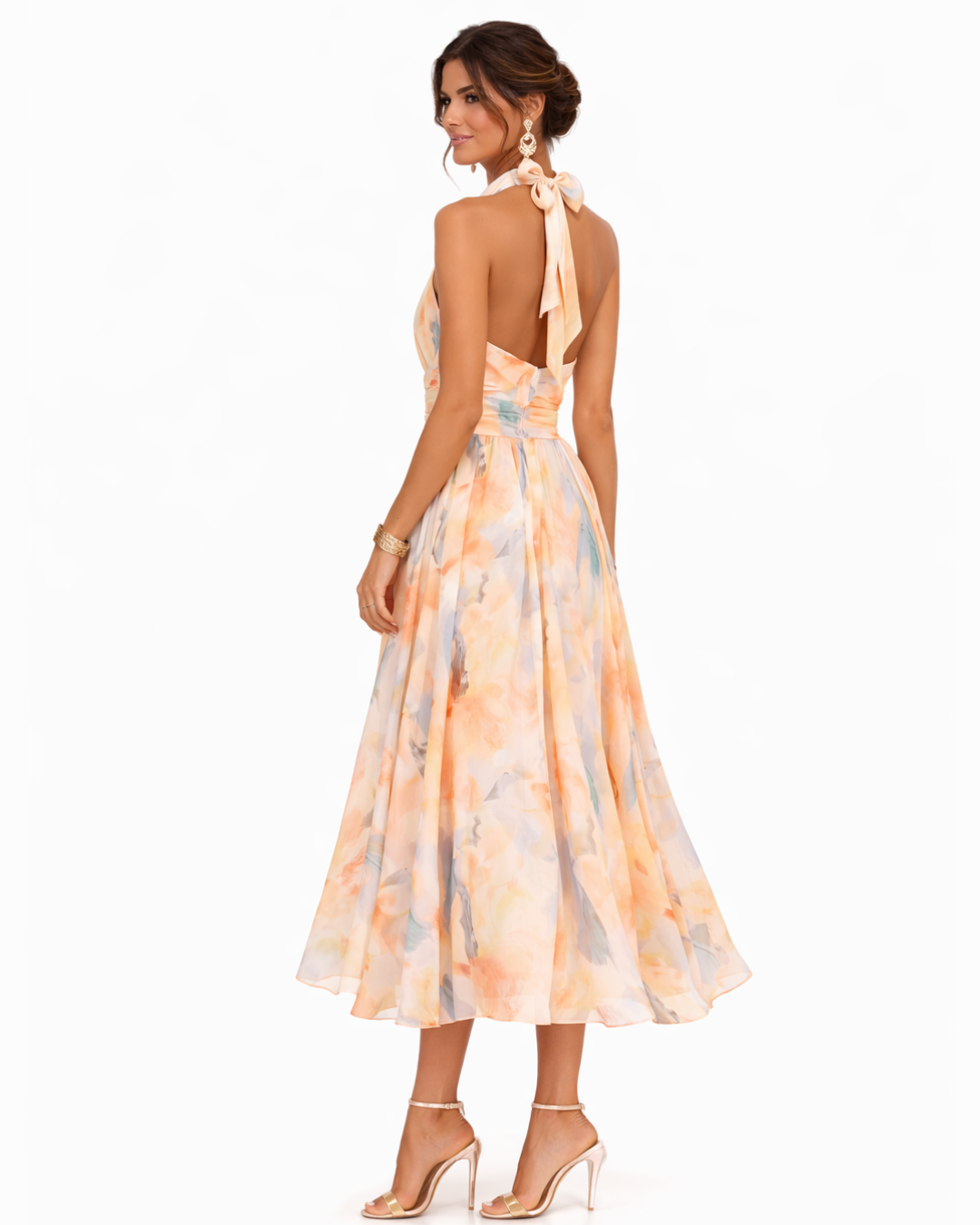 Celestia | Watercolour Halter Maxi Dress