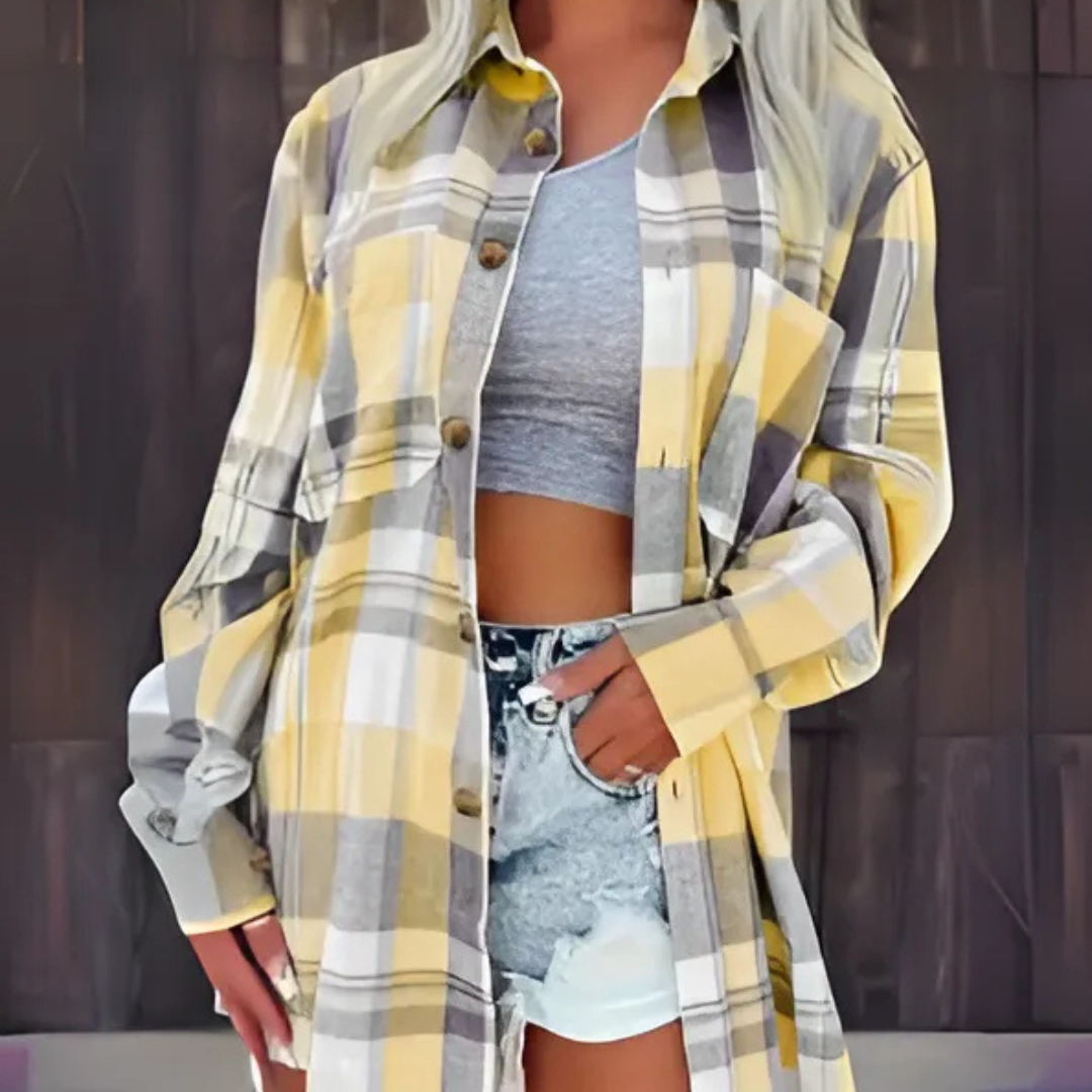 Harper | Casual Plaid Button Down Collared Long Sleeve Top