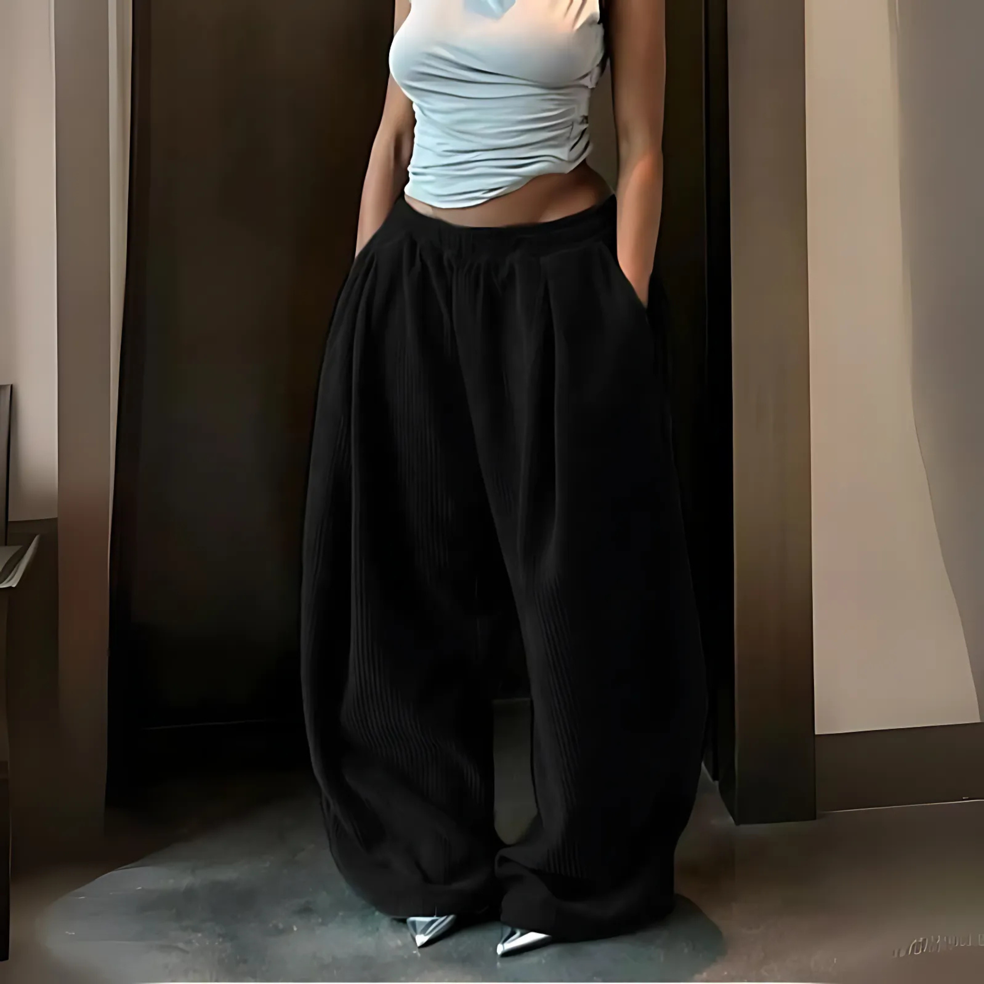 Avery | Casual High Waist Wide Leg Baggy Pants