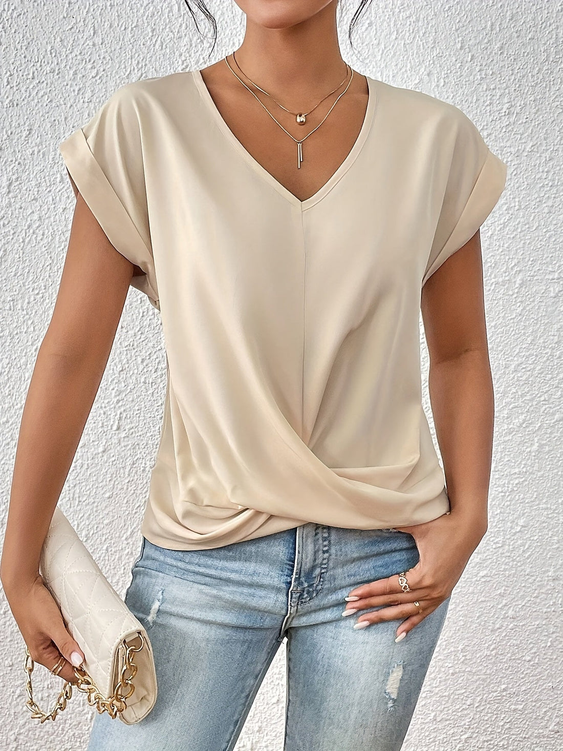 Dahlia | Classic Twist Detail V-Neck Top