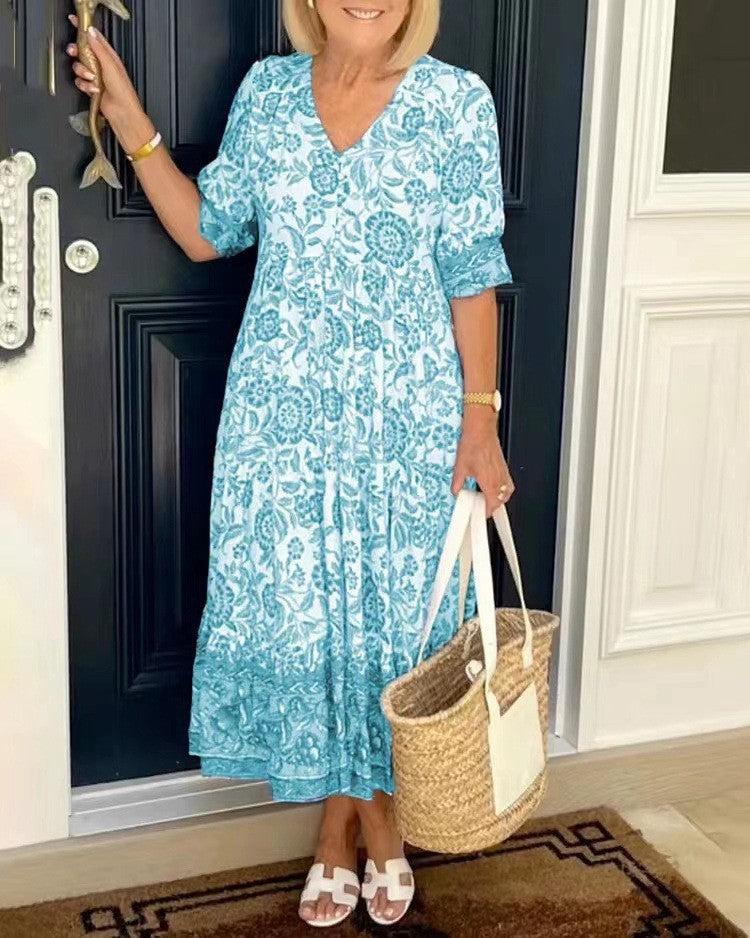 Evelyne | Floral V-Neck Dress