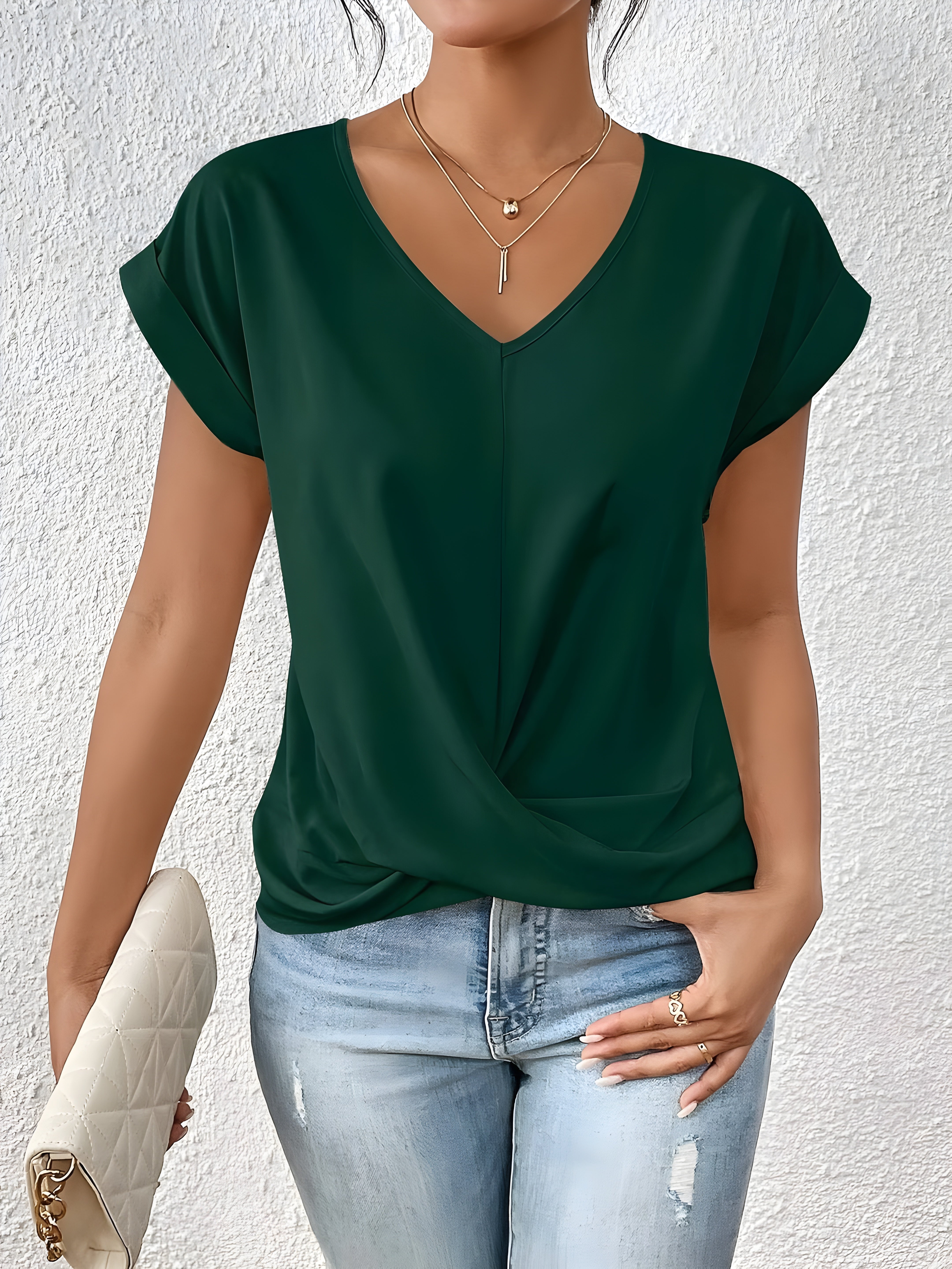 Dahlia | Classic Twist Detail V-Neck Top