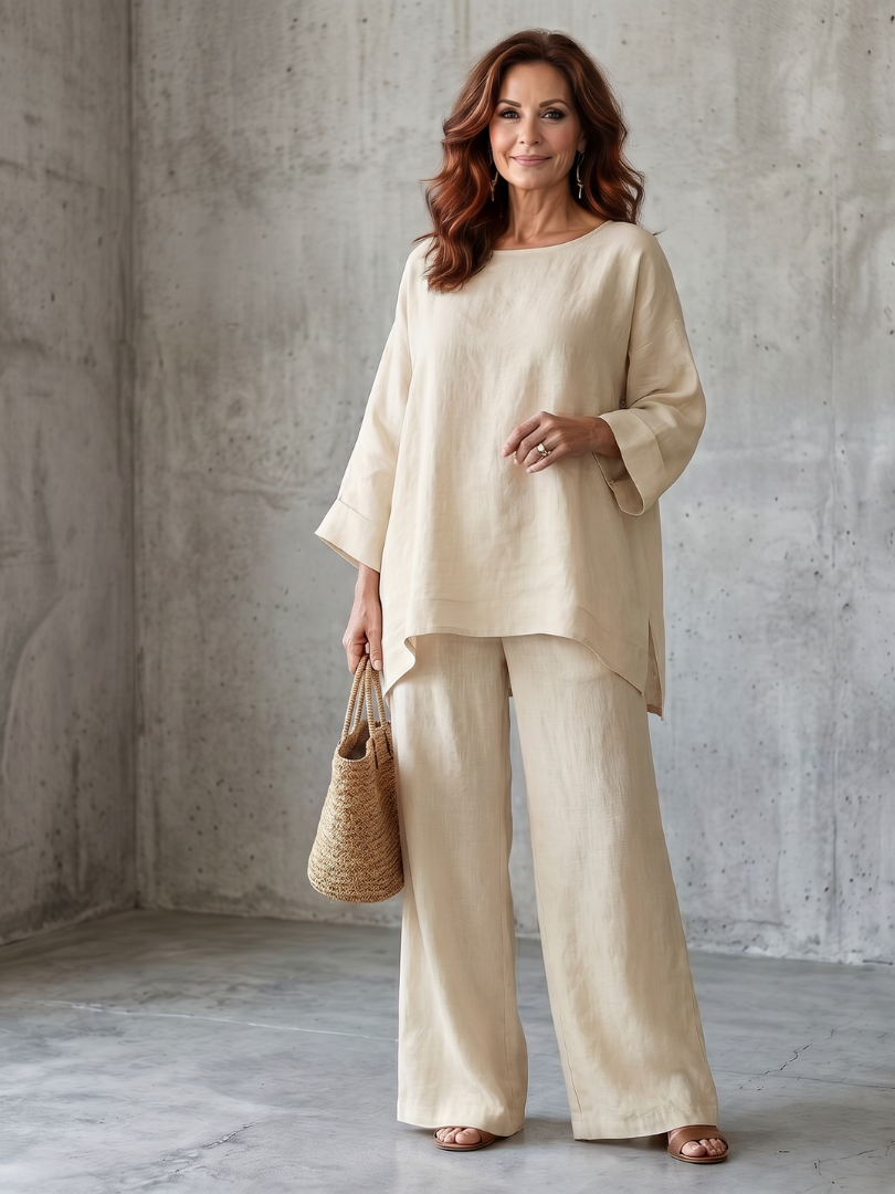 Ruth | Oversized Tunic Wide Leg Pant Set