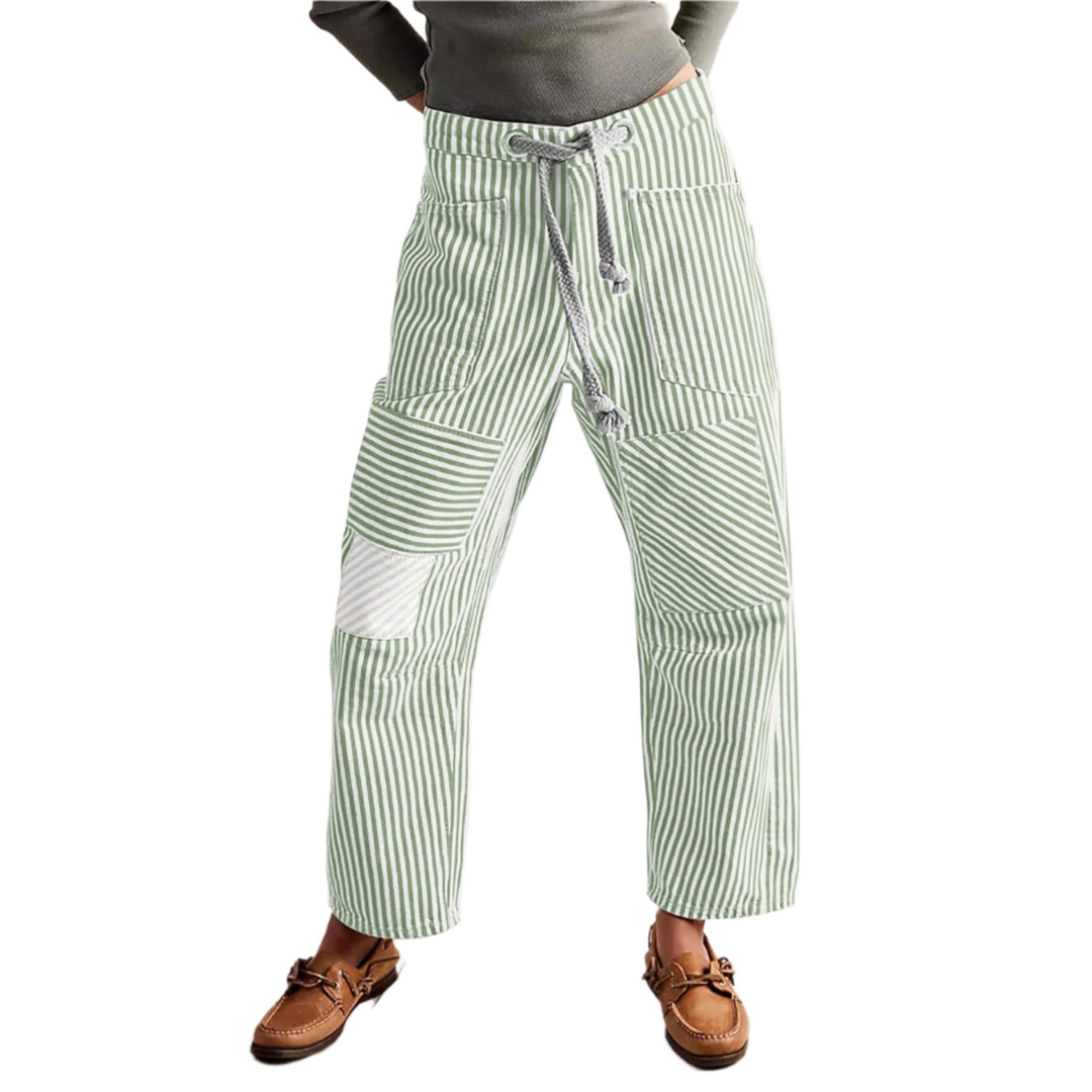 Zoey | Chic Stripe Drawstring Wide-Leg Pants