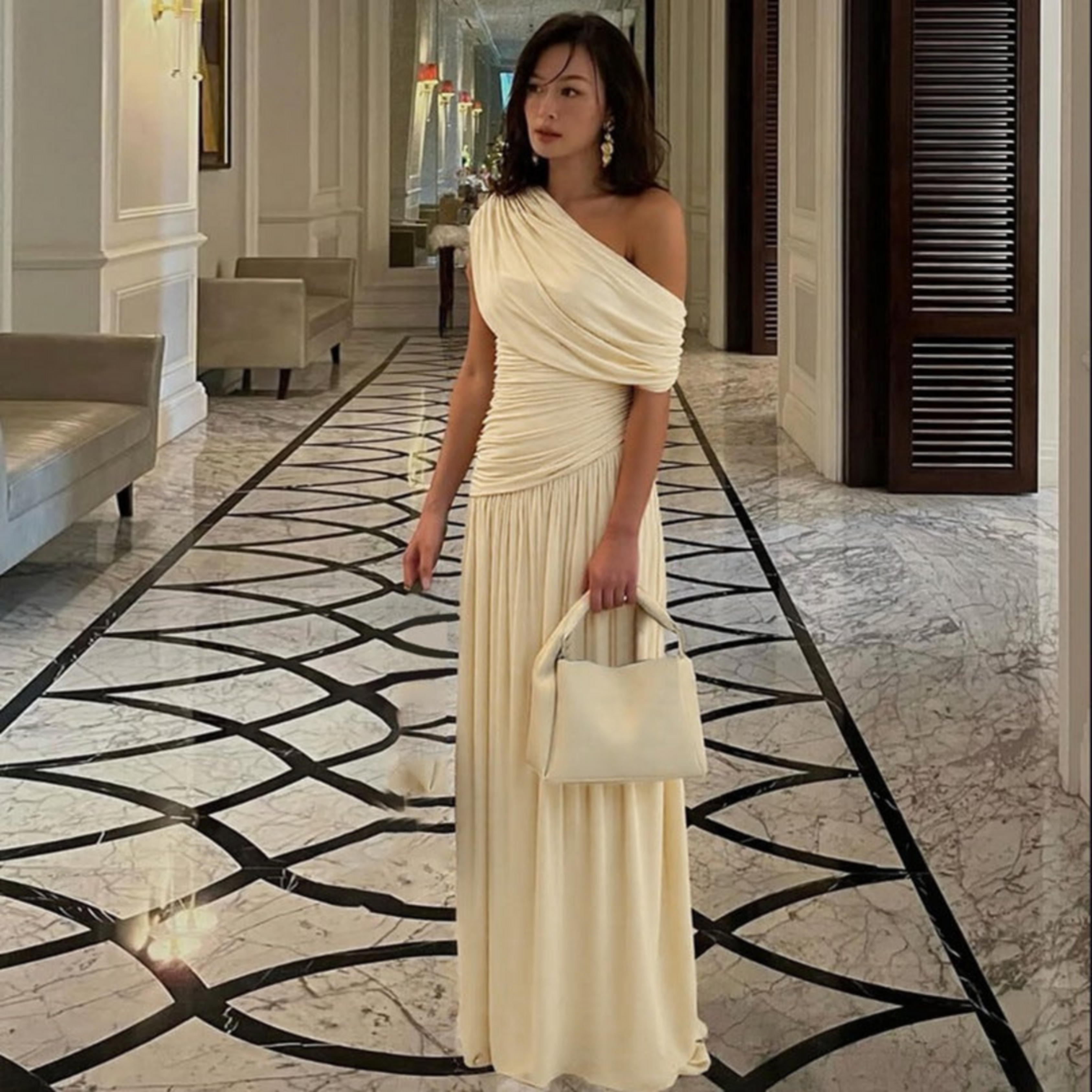 Talia | Elegant One Shoulder Evening Maxi Dress