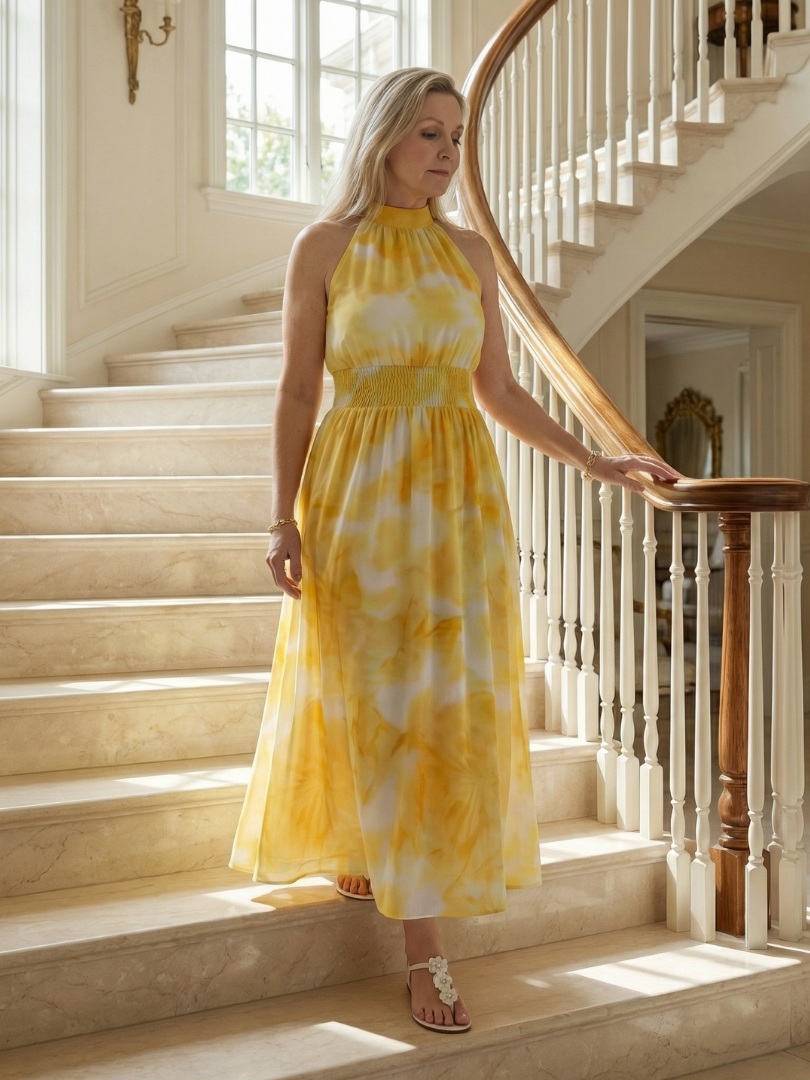 Lana | Gathered Halter Midi Dress