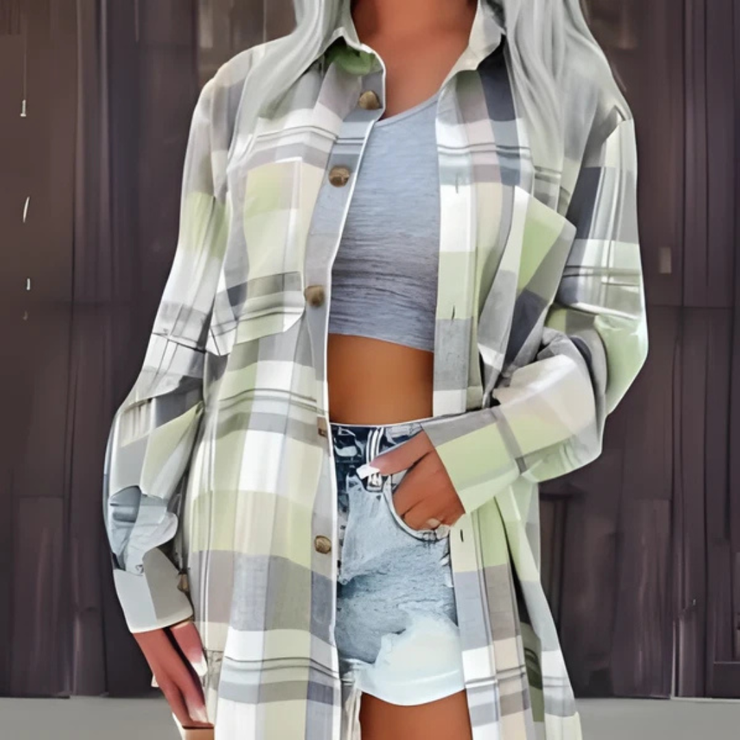 Harper | Casual Plaid Button Down Collared Long Sleeve Top