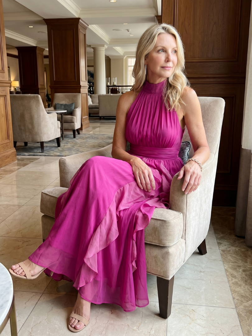 Millie | High Neck Ruffle Layers Maxi Dress