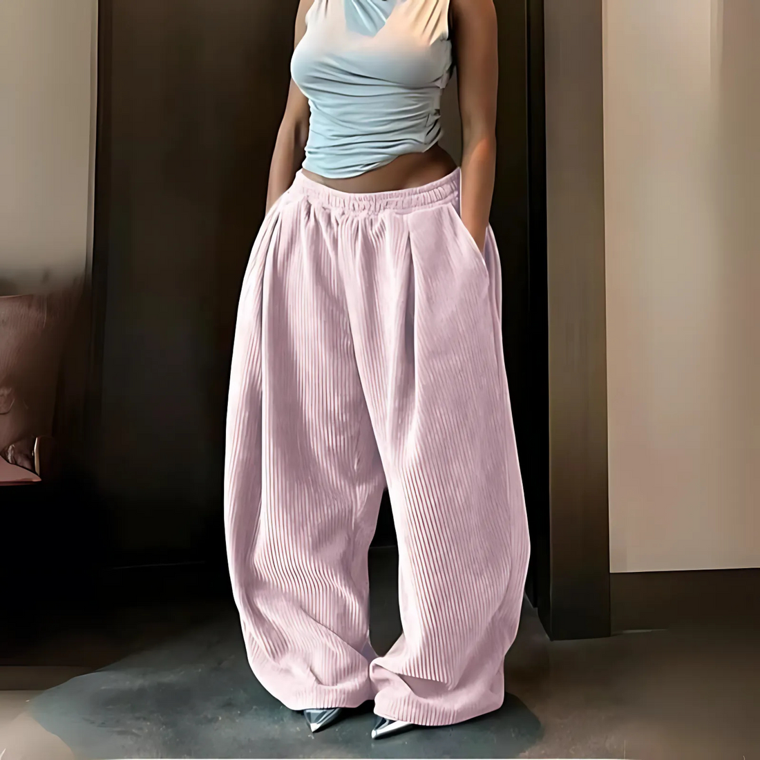 Avery | Casual High Waist Wide Leg Baggy Pants