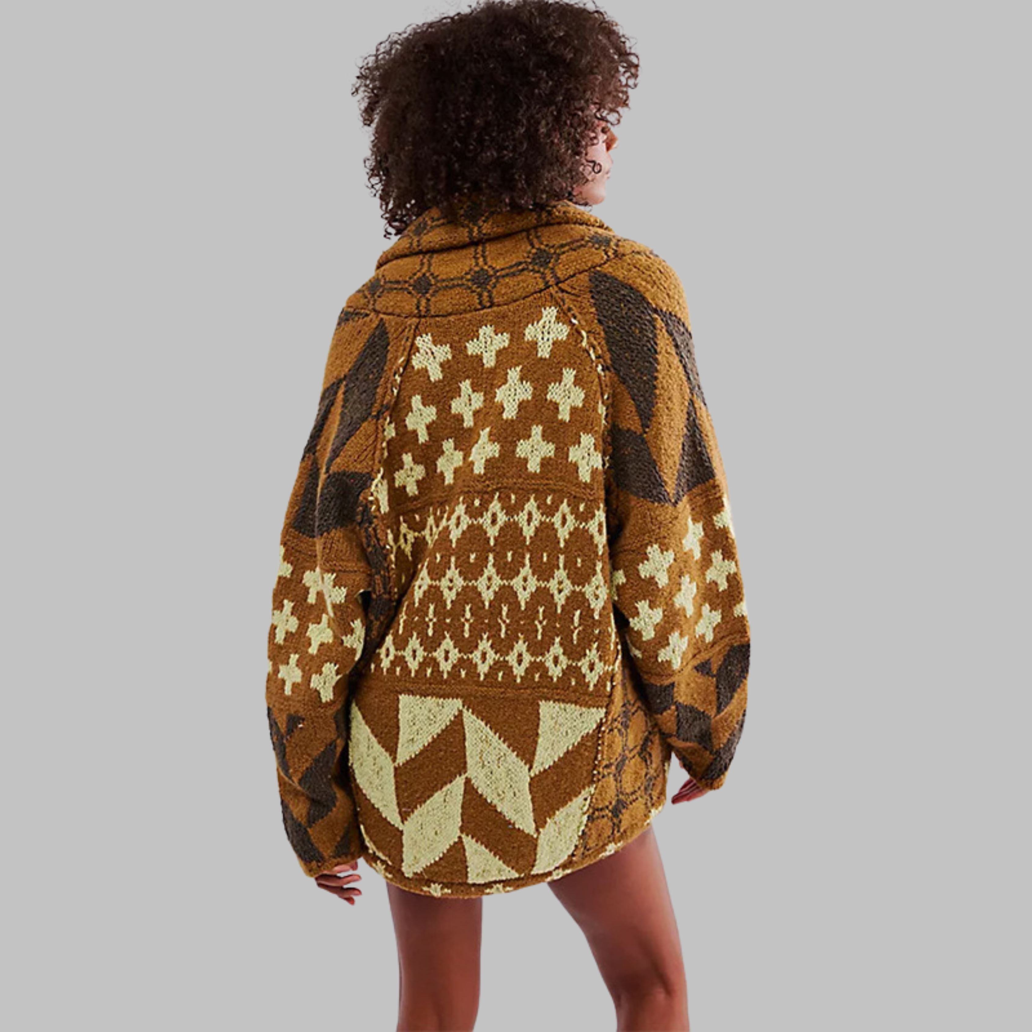 Emilie | Vintage Button Down Collar Long Sleeve Oversized Cardigan