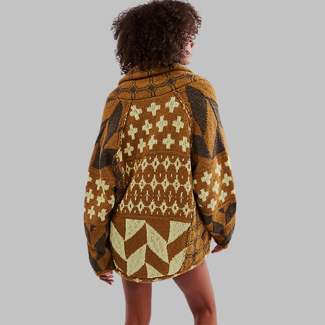 Emilie | Vintage Button Down Collar Long Sleeve Oversized Cardigan