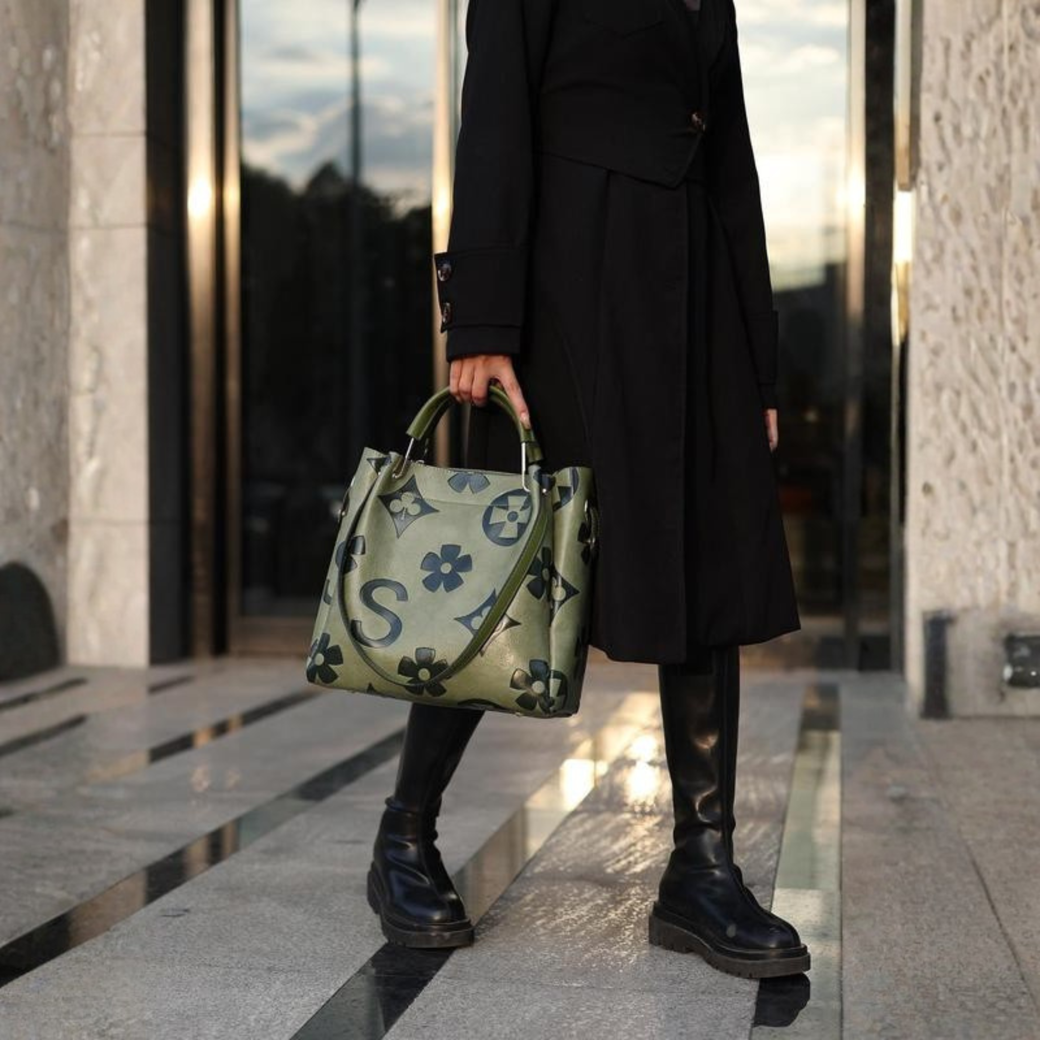 Sayala | Classy Fashionable Floral Embossed Handbag and Crossbody Bag