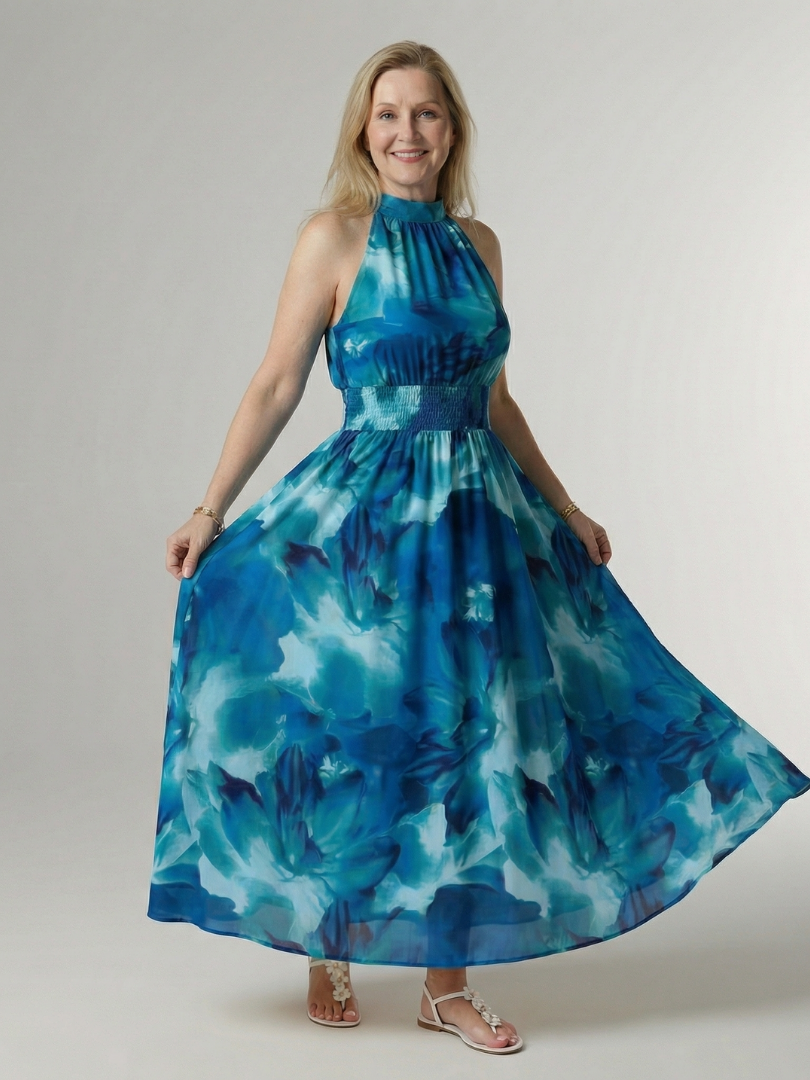 Lana | Gathered Halter Midi Dress