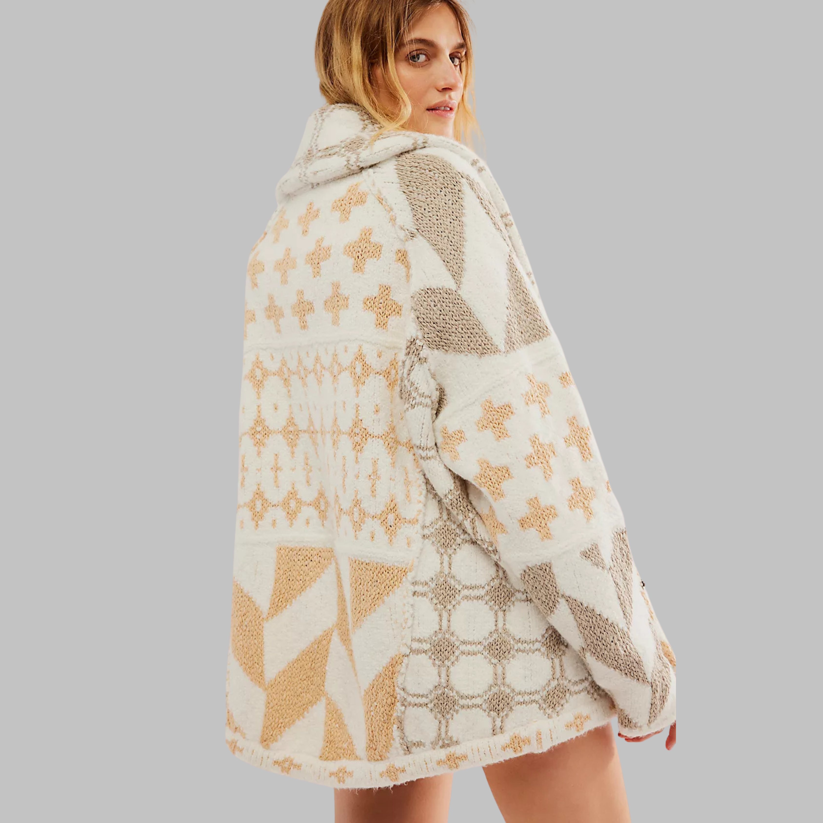 Emilie | Vintage Button Down Collar Long Sleeve Oversized Cardigan