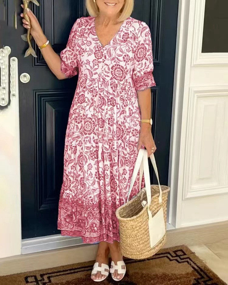 Evelyne | Floral V-Neck Dress