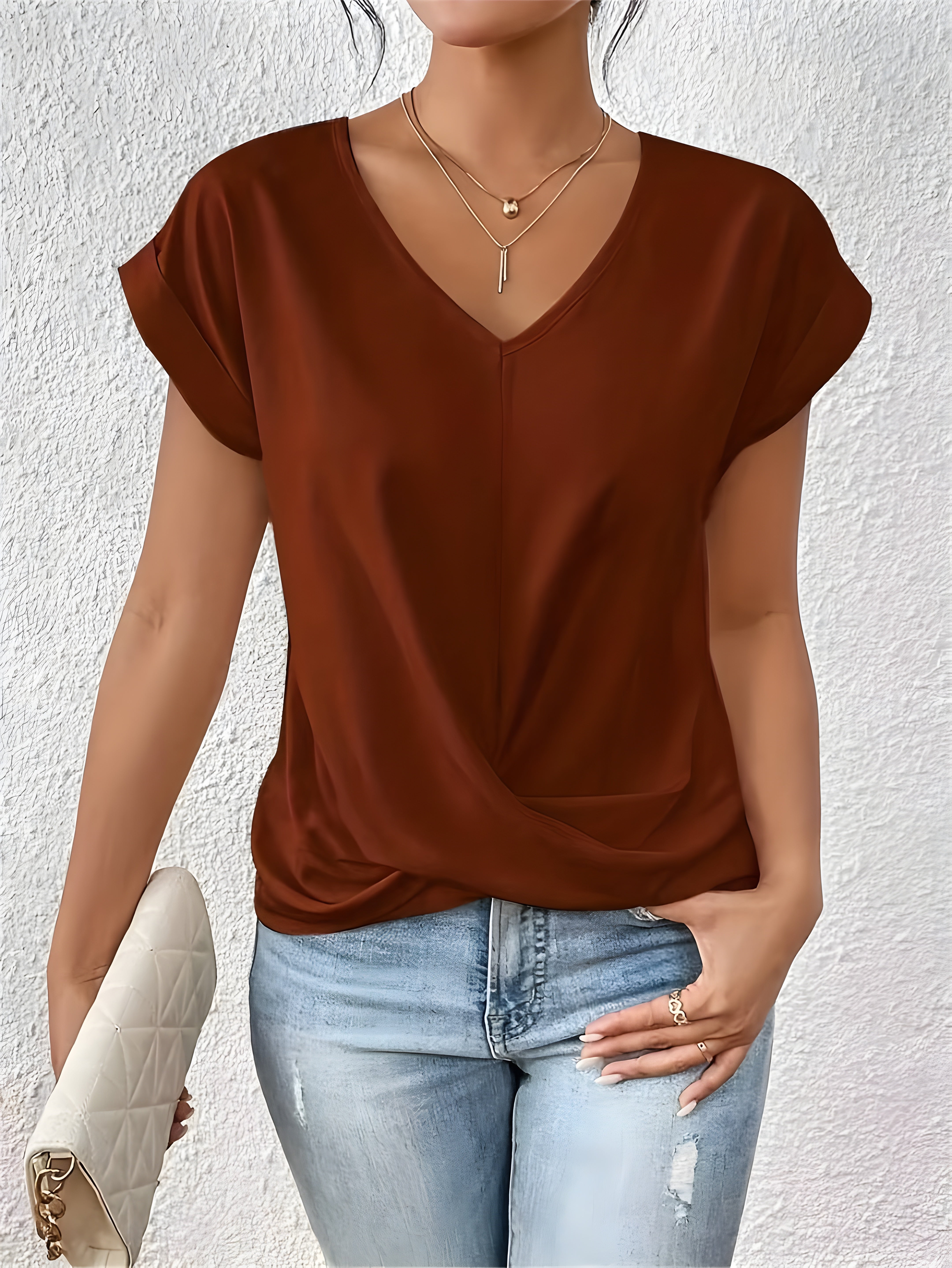 Dahlia | Classic Twist Detail V-Neck Top