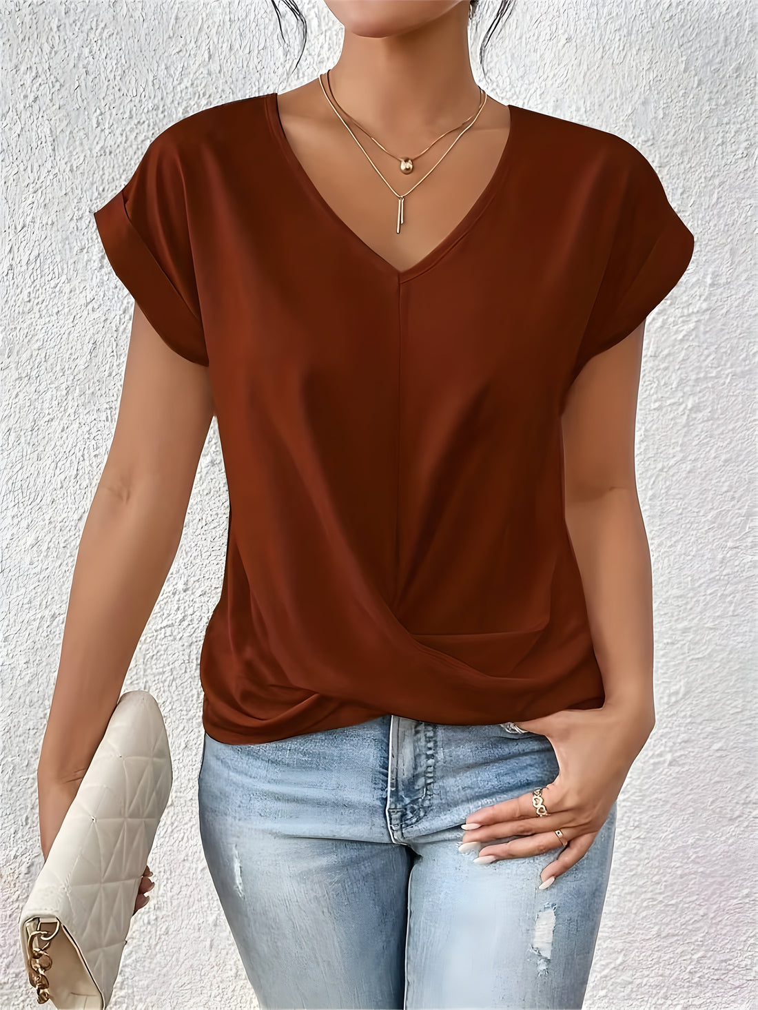 Dahlia | Classic Twist Detail V-Neck Top