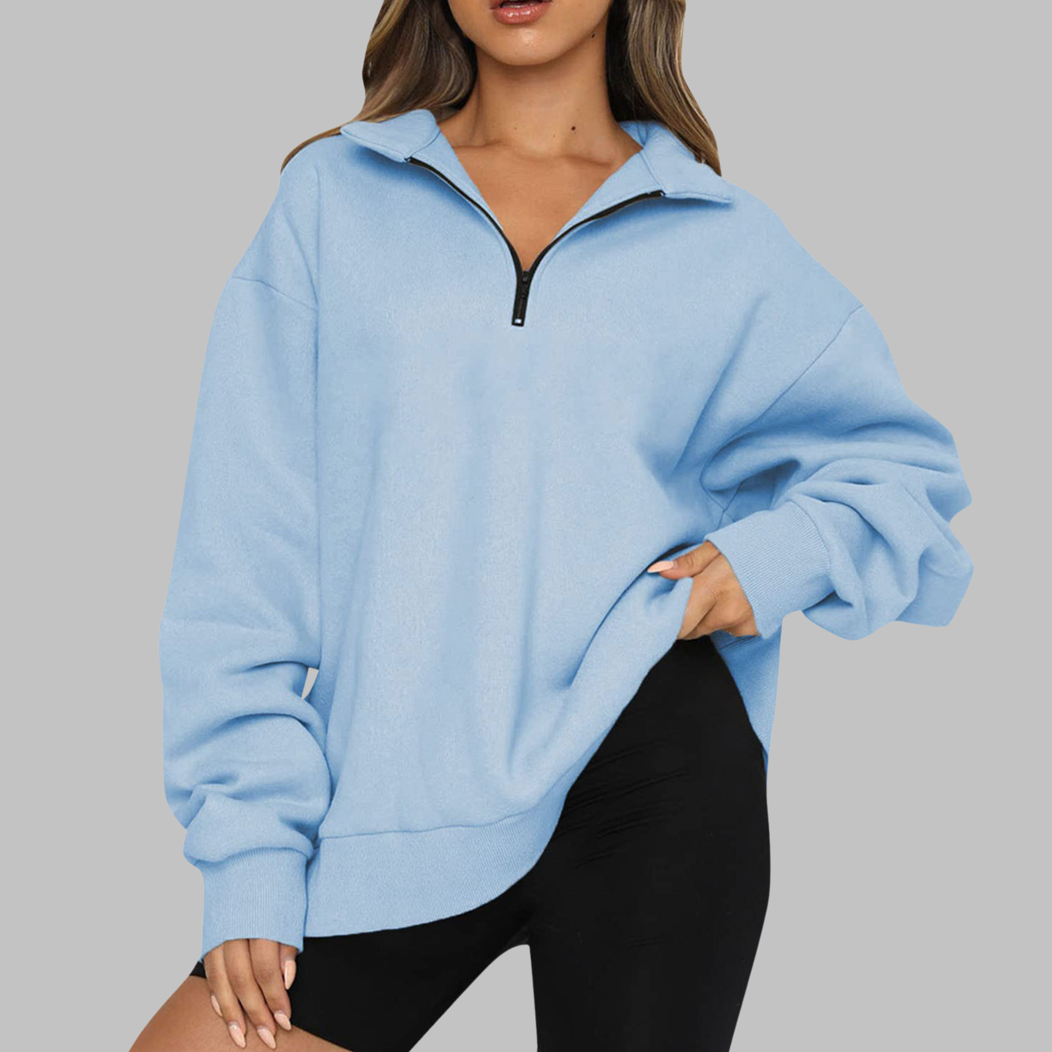 Mary | Casual Oversized Half Zip Long Sleeve Sweatshirt