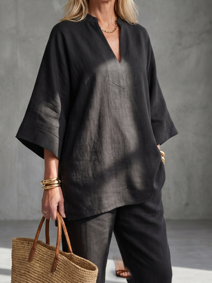 Georgiana | V Neck Tunic Two Piece Set