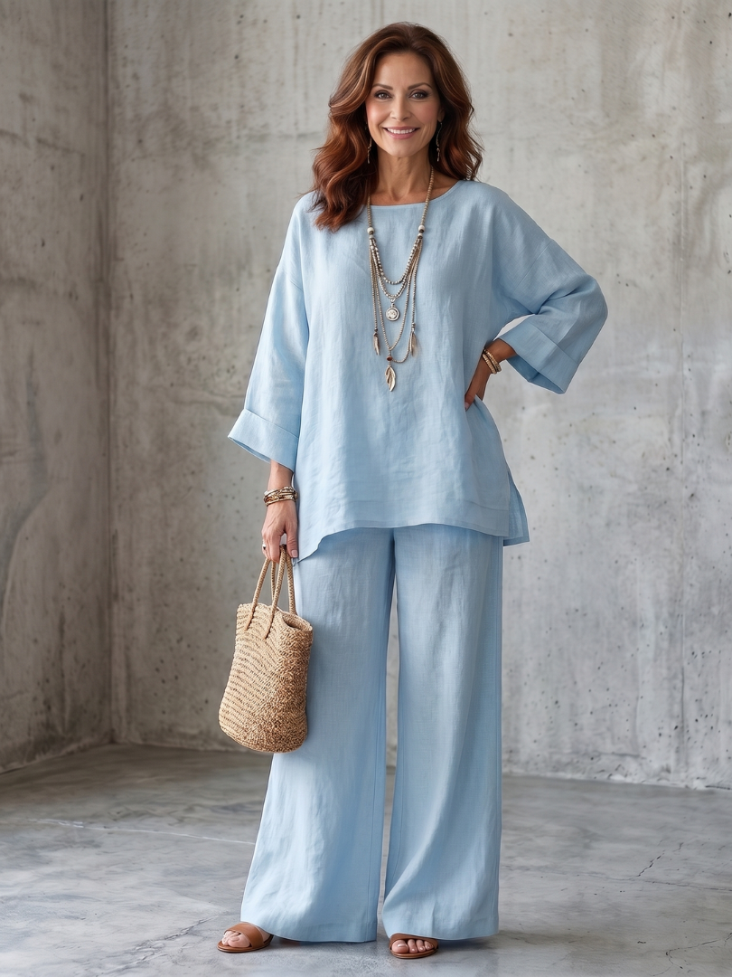 Ruth | Oversized Tunic Wide Leg Pant Set