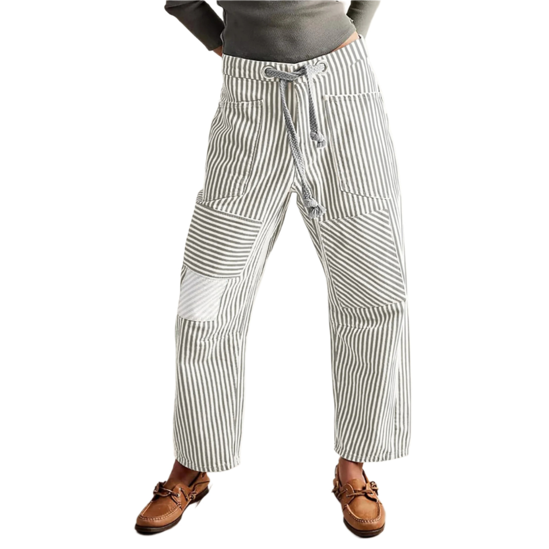 Zoey | Chic Stripe Drawstring Wide-Leg Pants