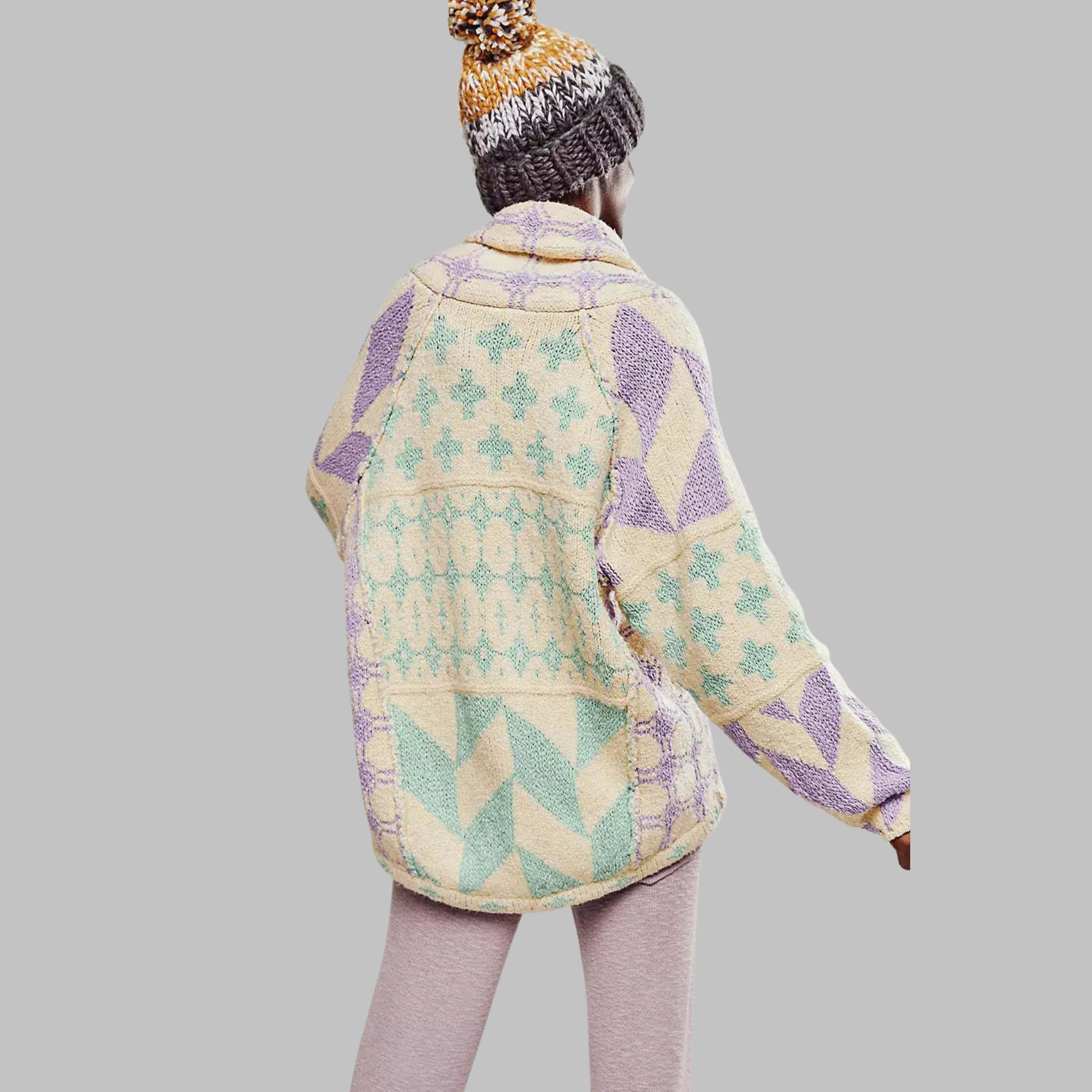 Emilie | Vintage Button Down Collar Long Sleeve Oversized Cardigan