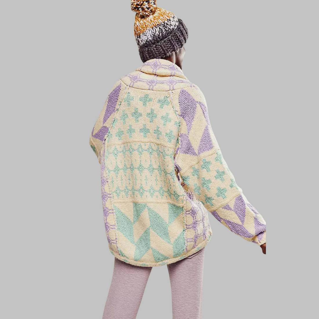Emilie | Vintage Button Down Collar Long Sleeve Oversized Cardigan