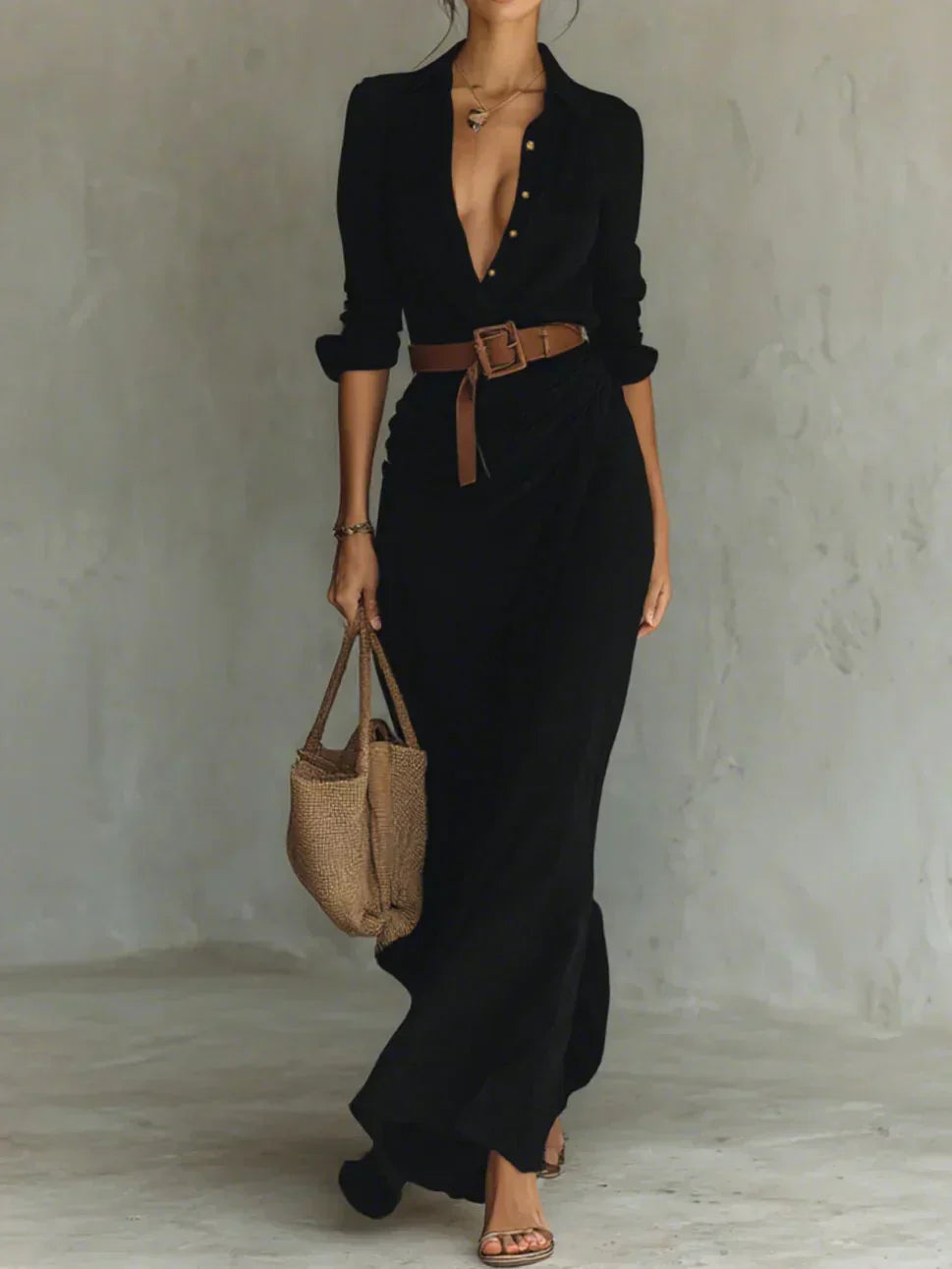 Aveline | Belted Collar Dress