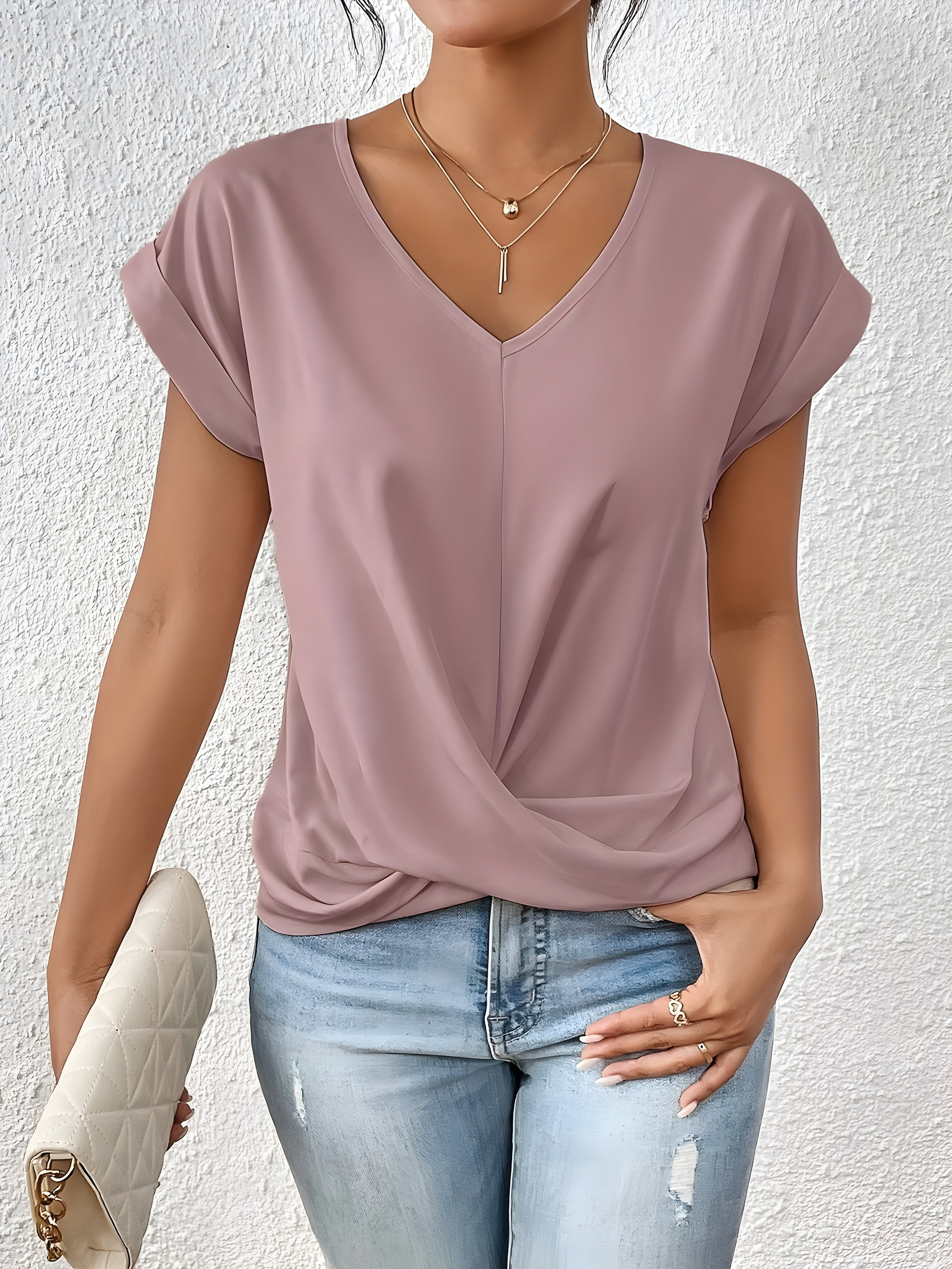 Dahlia | Classic Twist Detail V-Neck Top