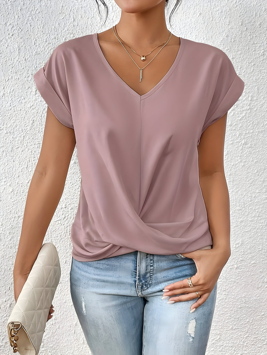 Dahlia | Classic Twist Detail V-Neck Top