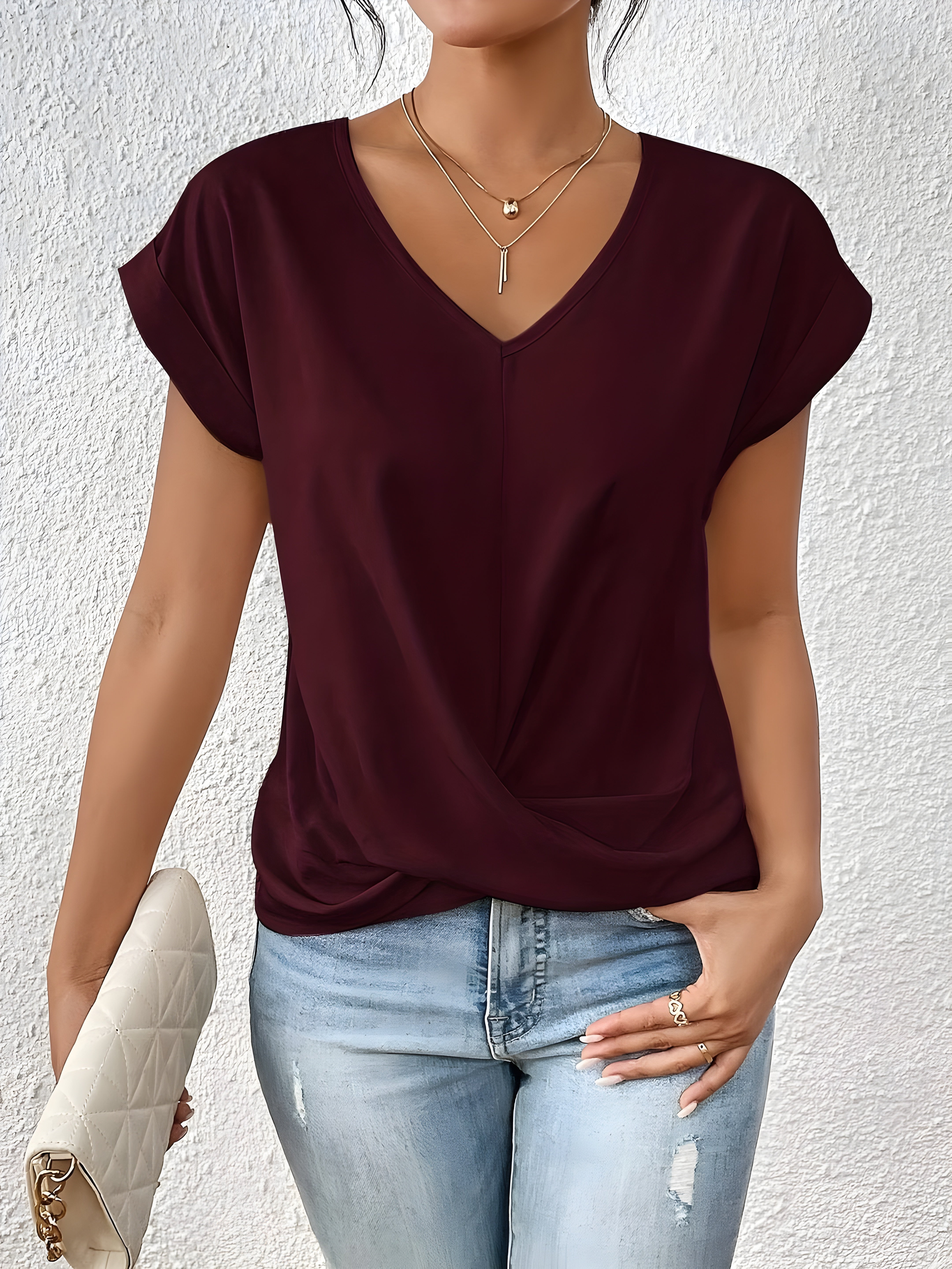Dahlia | Classic Twist Detail V-Neck Top