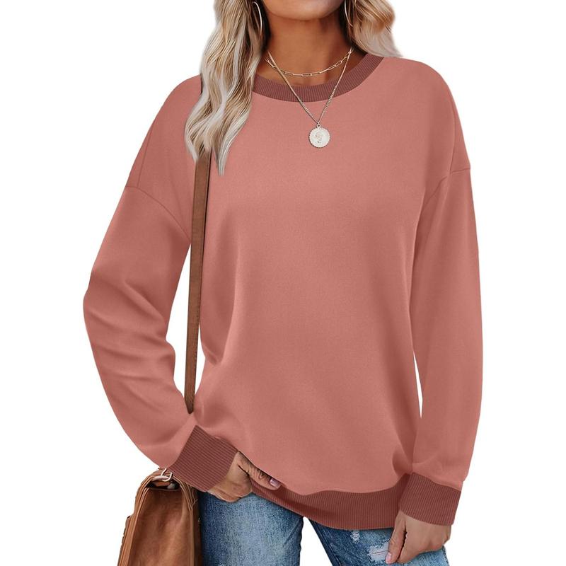 Margaret | Contrast Trim Crew Neck Long Sleeve Tunic Sweatshirt