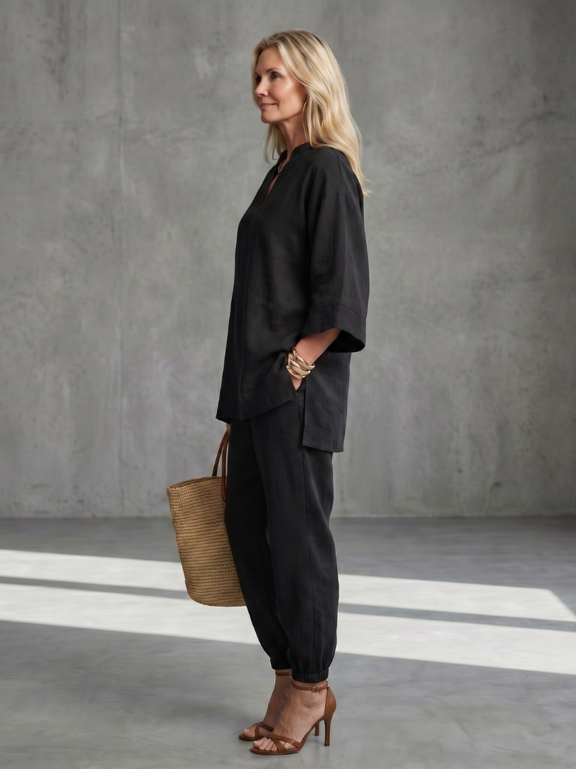 Georgiana | V Neck Tunic Two Piece Set