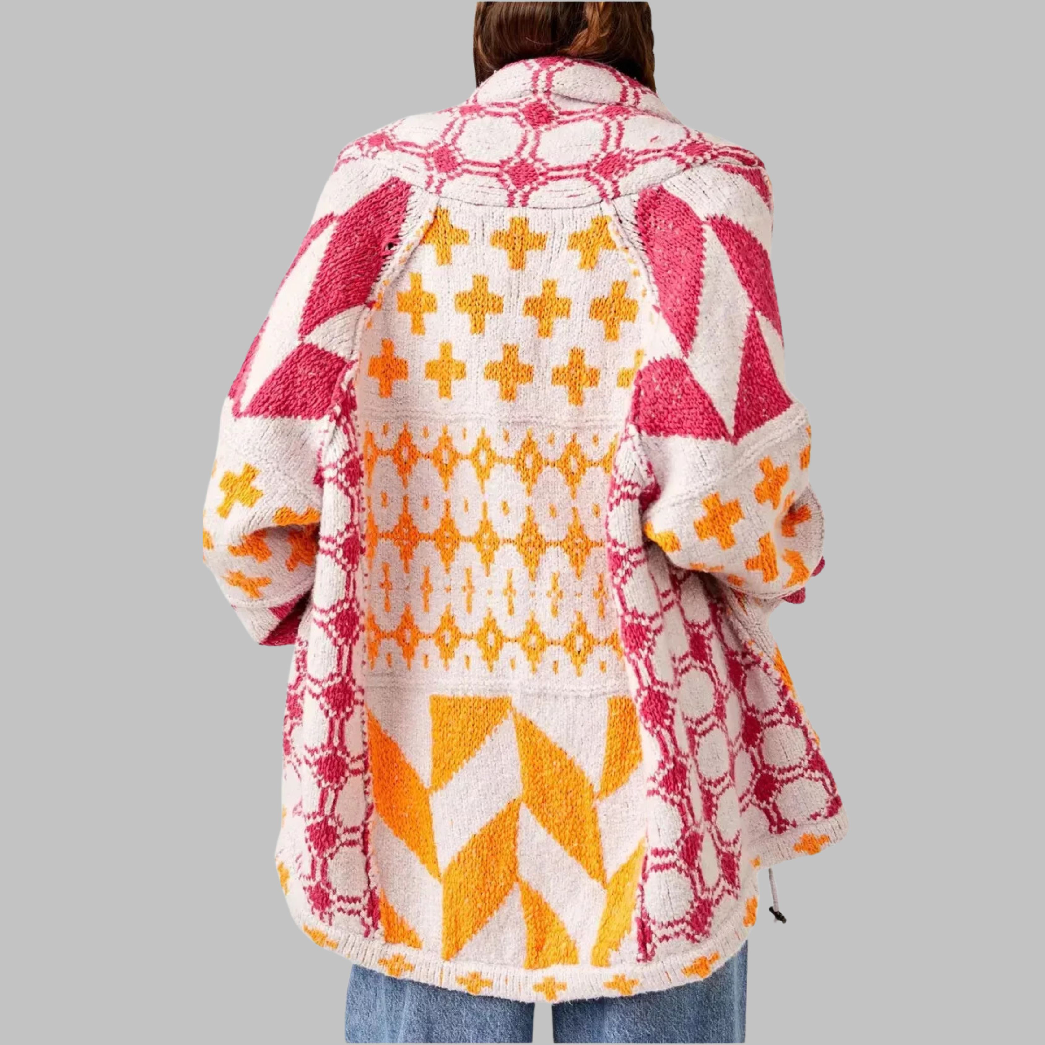 Emilie | Vintage Button Down Collar Long Sleeve Oversized Cardigan