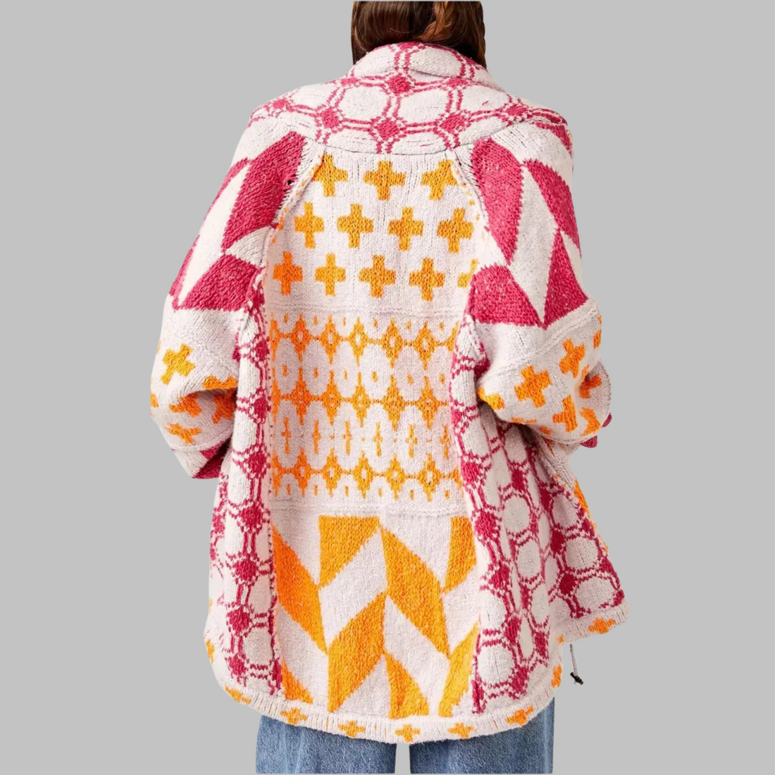 Emilie | Vintage Button Down Collar Long Sleeve Oversized Cardigan