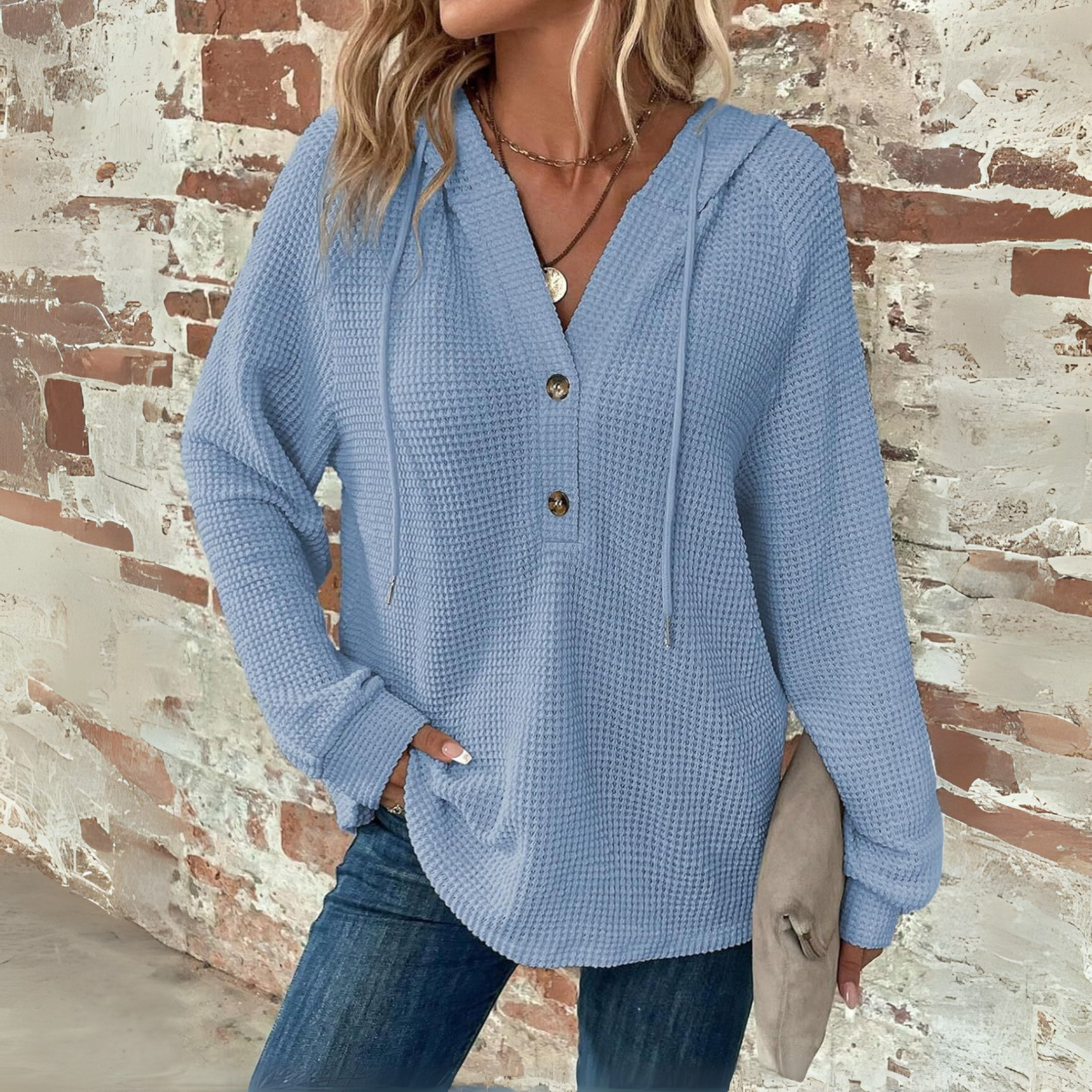 Silvia | Casual Long Sleeve V-Neck Hoodie Sweatshirt