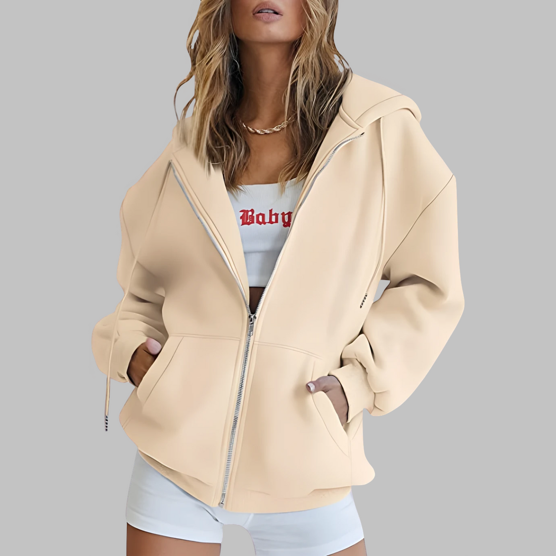 DARA™ - Classic Zip Up Oversized Hooded Jacket